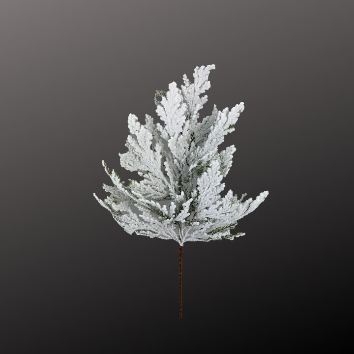 24&#x22; Flocked Cedar Spray | Artificial Snowy Cedar Christmas Greenery-85336SP24