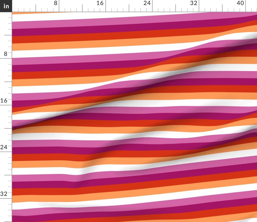 Lgbtqia Queer Stripe Lesbian Pride Month Lgbtq Stripes Purple Orange Pink Gay Love Custom Printed Fabric by Spoonflower Various Fabrics by the Yard or Fat Quarter