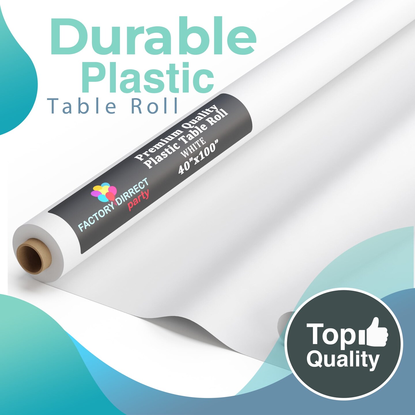 Exquisite Plastic Table Cover Roll &#x2013; 40&#x22; x 100&#x27; Disposable Tablecloth Roll &#x2013; Premium Thick 0.5 MIL Plastic Banquet Roll &#x2013; Party Table Cover Roll for Events &#x26; Catering