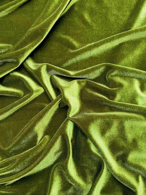 1 Yard Olive Green Stretch Velvet Fabric with Soft Finish and Elegant Draping for Fashion and Décor 58/60 Inch Wide