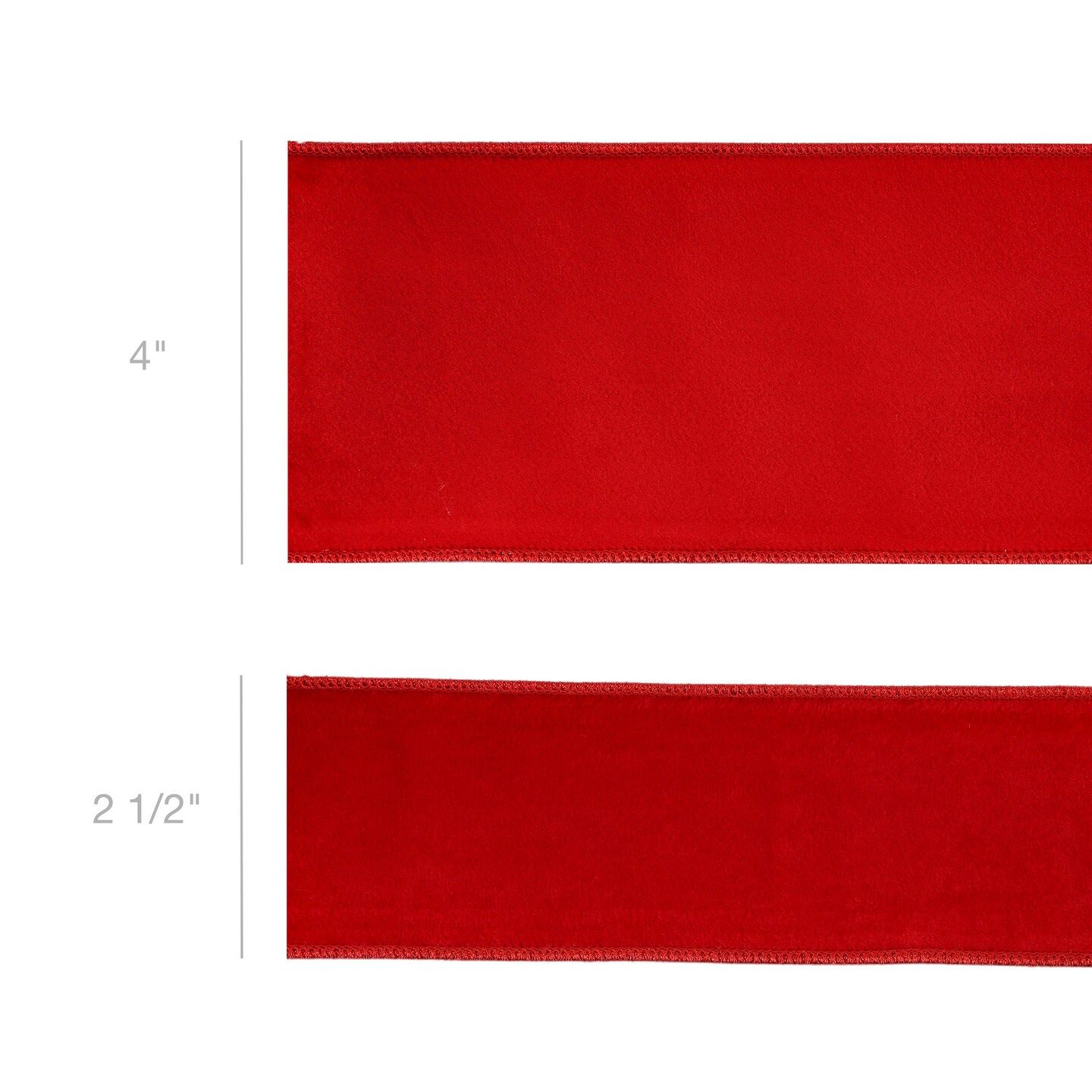 LaRibbons 4" - 2 1/2" Wired Cozy Velvet Ribbon | Red w/ Double-Fused Metallic Red Dupioni | 10 Yard Roll