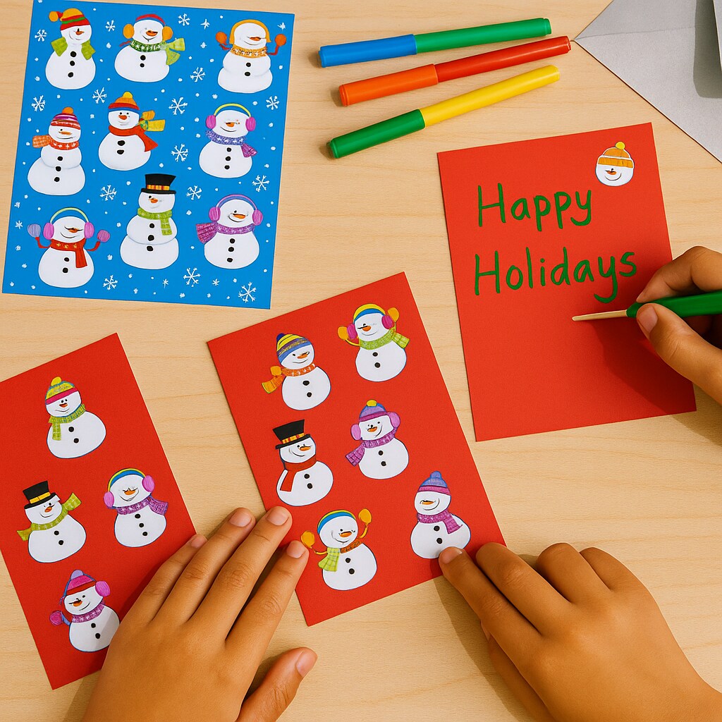 Dazzle Stickers – Snowman Theme, Winter Holiday Craft Stickers for Kids, Classrooms & Scrapbooking