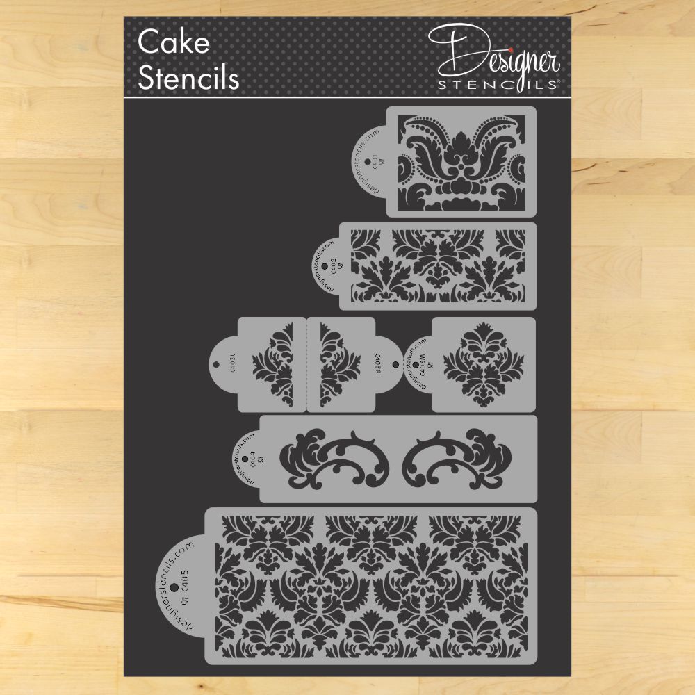Martha Stewart's Five Tier Damask Cake Stencil Set | C406 by Designer Stencils |