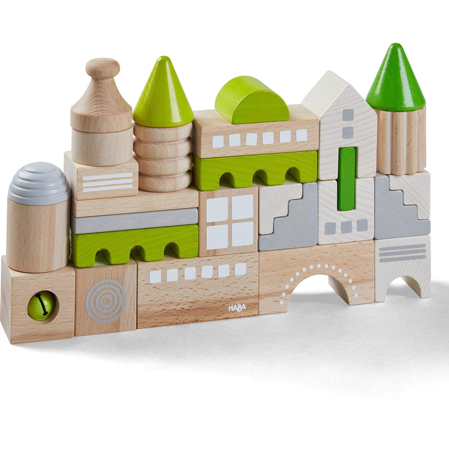 HABA Wooden Block Coburg Set - 28 Piece Building Block Set for Toddlers and Kids - Wooden Stacking Toys Made in Germany, For 18 Months and Up
