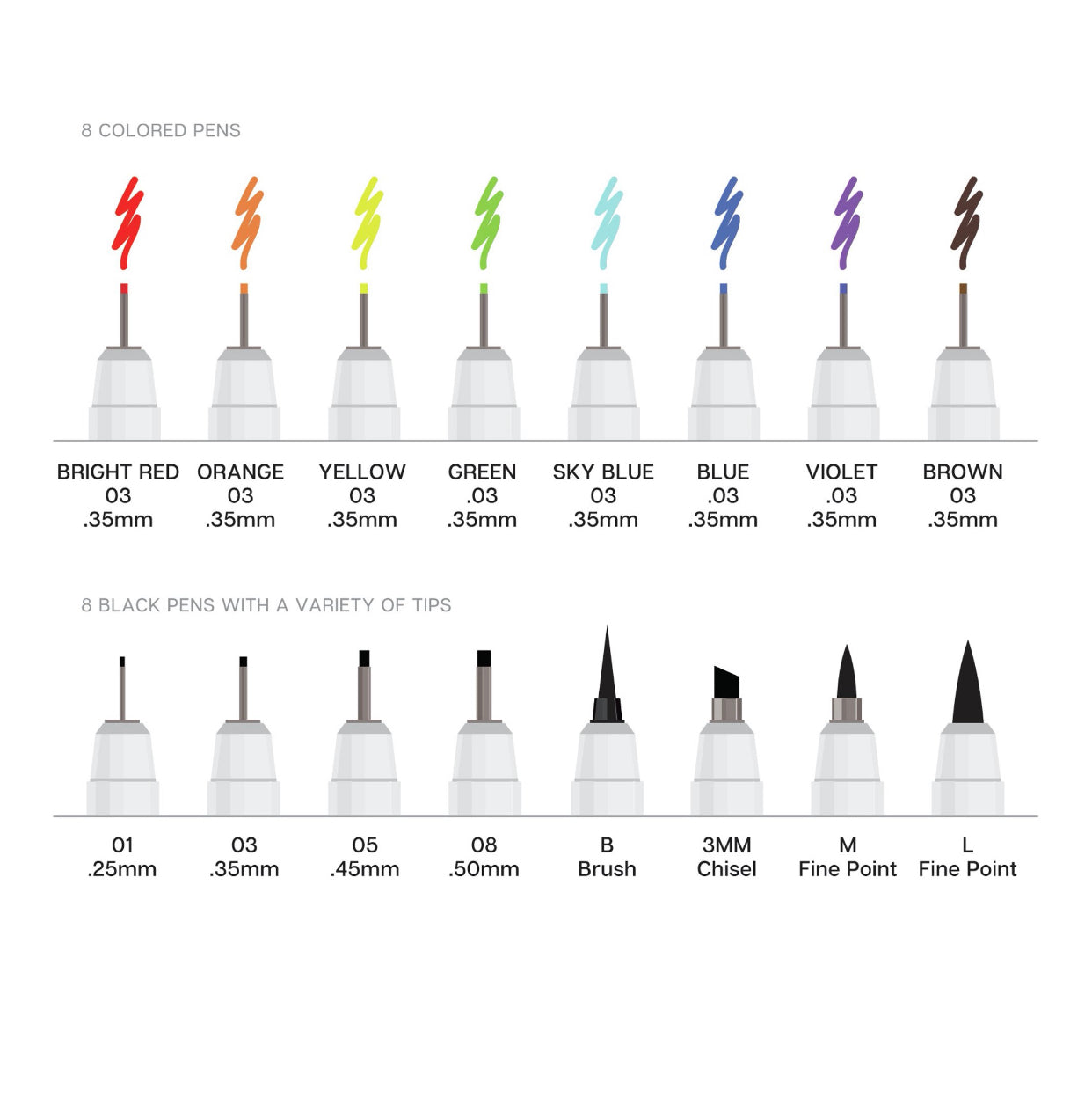 Inkline&#x2122; Fine Line Pens 16 pc