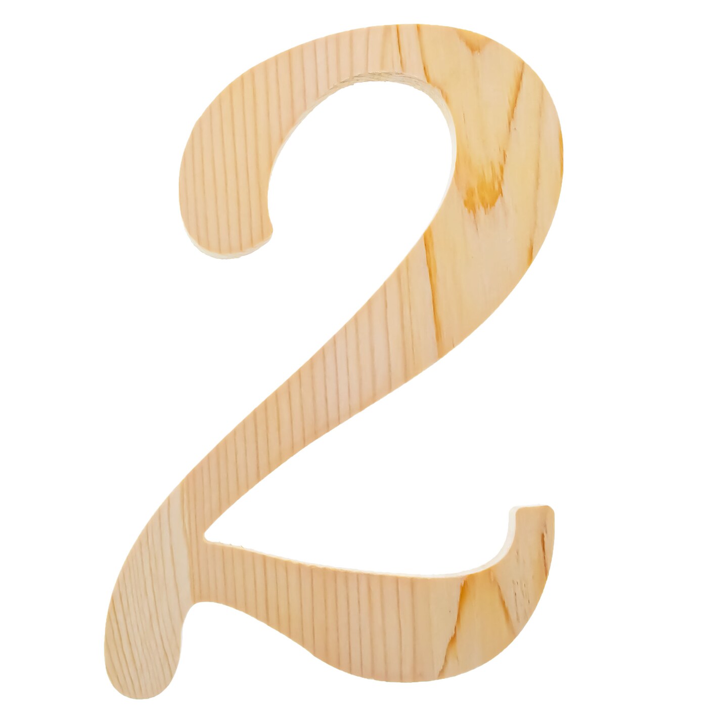 Unfinished Wooden Playball Italic Number 2 (6.25 Inches)