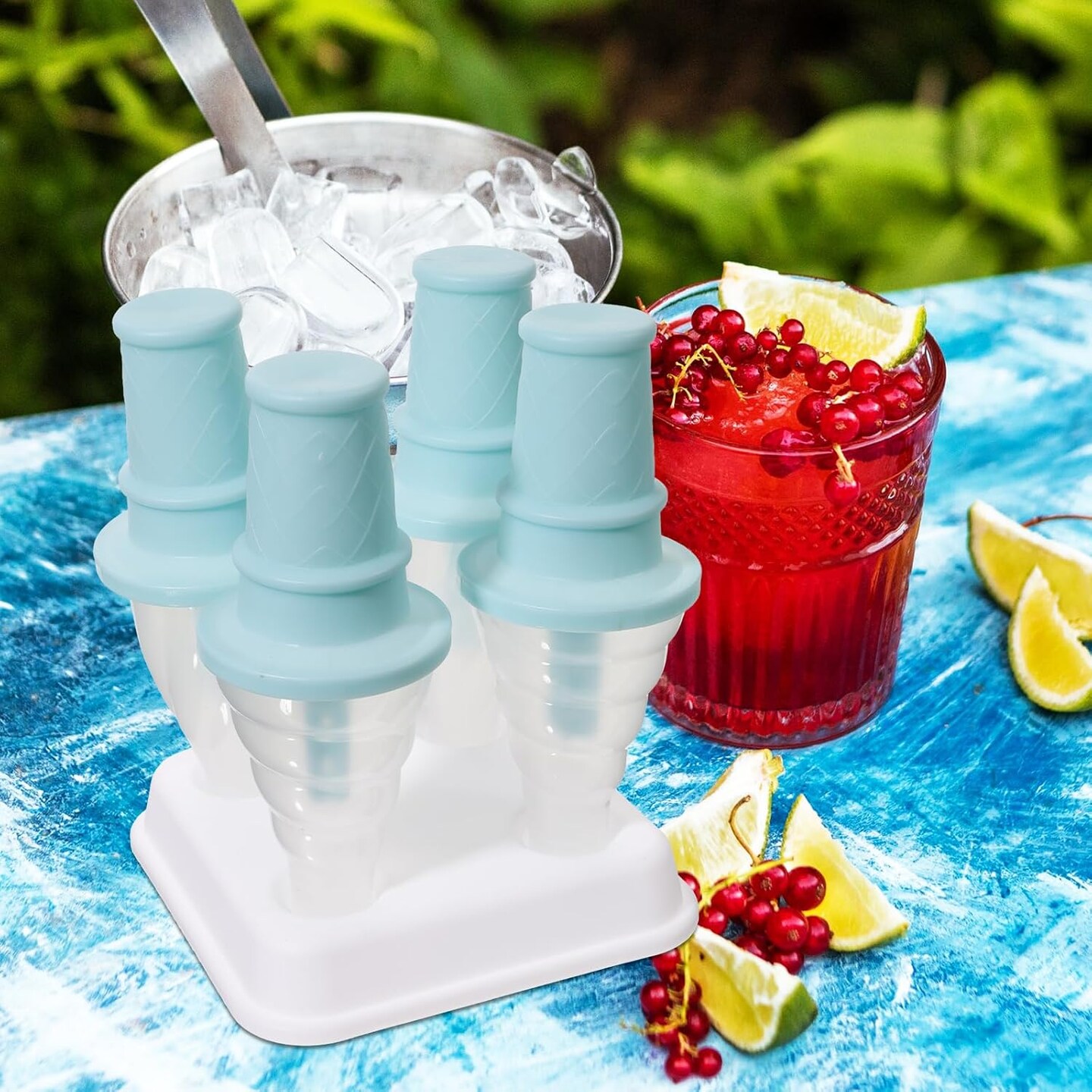 Popsicle Mold with 4 Pops, Silicone Ice Cream Molds Reusable Ice Pop Makers Easy Release Popsicle Tray for DIY Ice Cream Homemade Ice Pop