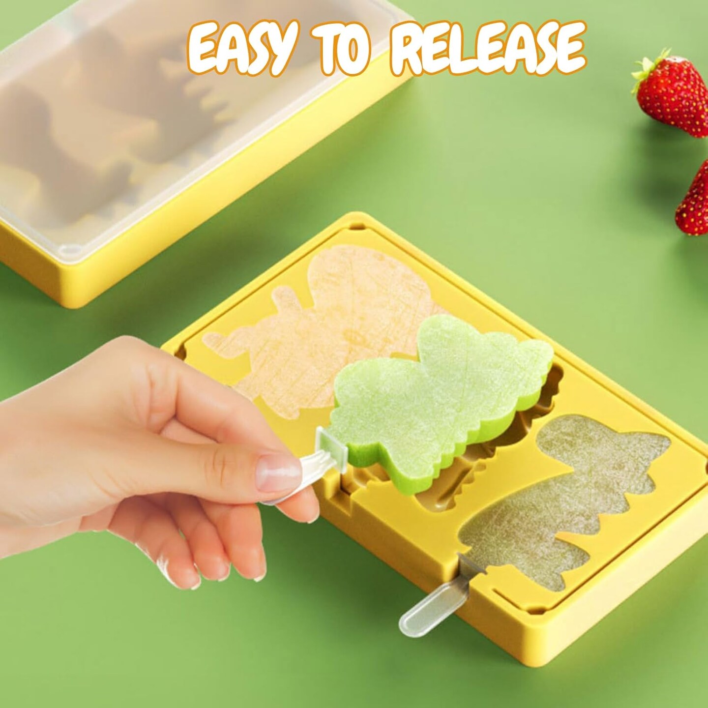 Popsicles Molds,2PCS Silicone Dinosaur Popsicle Molds,Homemade Ice Pop Molds Maker For Kids,Ice Cream Mold with Lids &#x26; Reusable Sticks