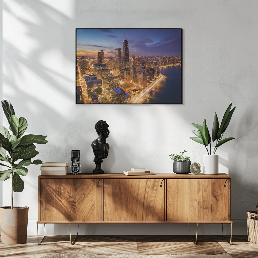 Chicago! Chicago! - Michael Zheng 24x36 Black Framed Art | Home or Office Art