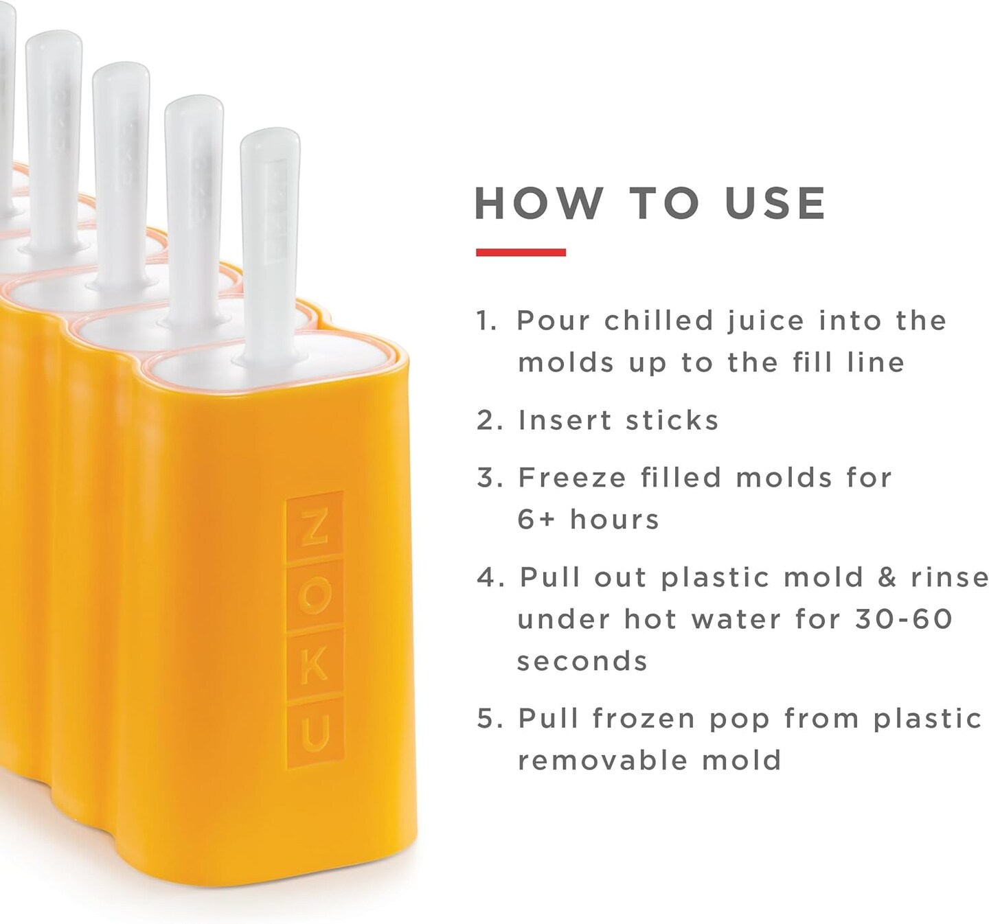 Mod Pops, 6 Classic Popsicle Molds in One Compact Tray With Sticks and Drip Guards, Easy-Release, BPA-free