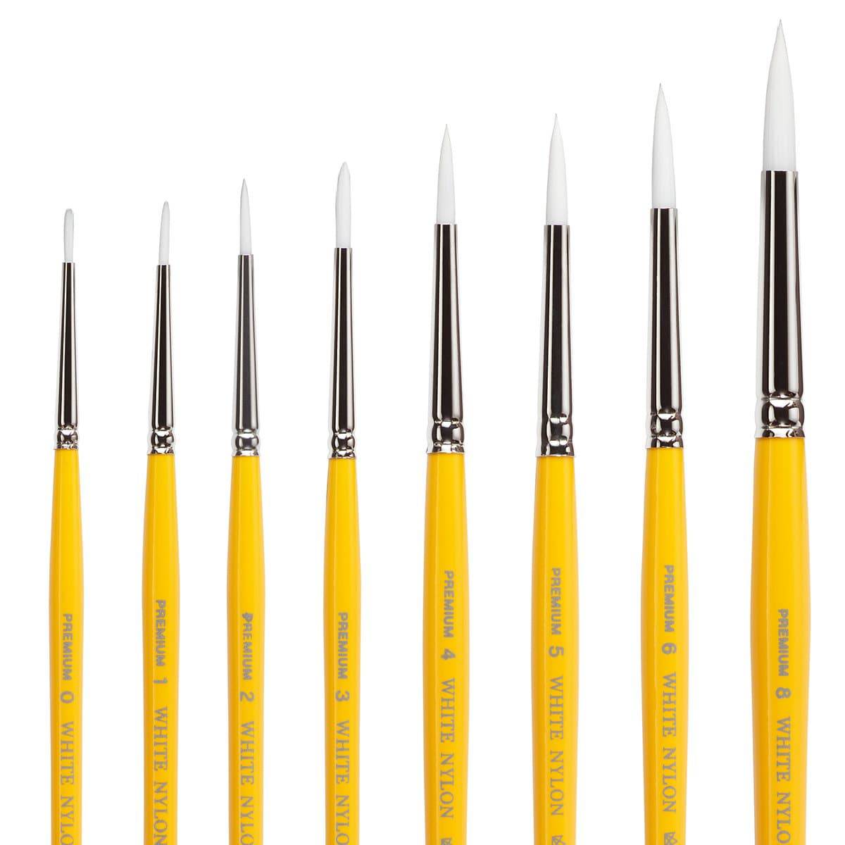 KINGART&#xAE; White Nylon 7950 Round Set, 8 pc