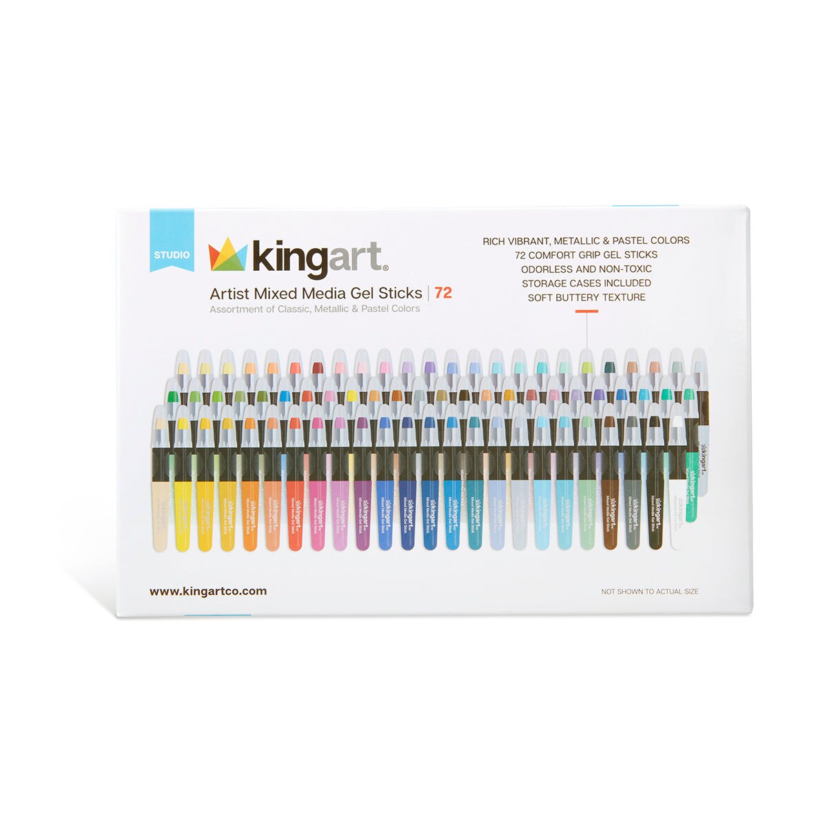 KINGART&#xAE; Gel Stick Artist Mixed Media Watercolor Crayons, Set of 72 Unique Colors