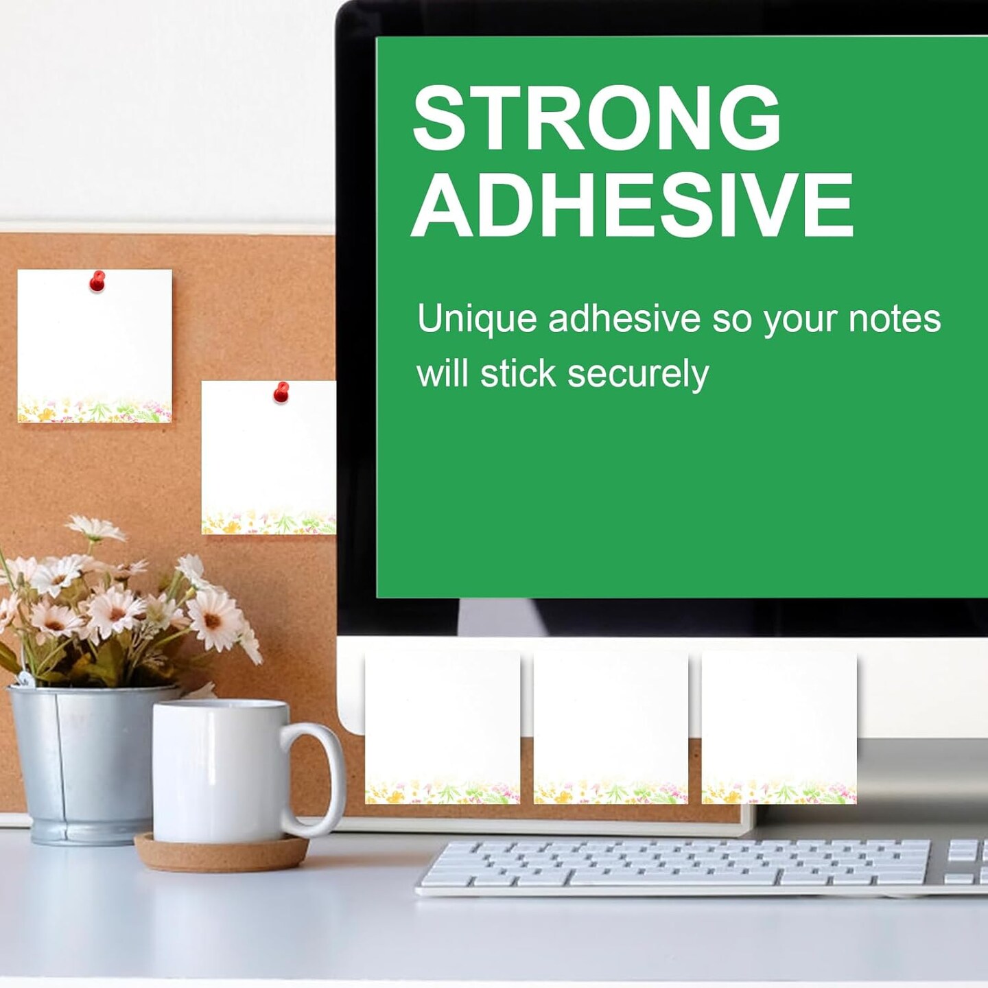 Artsy Pads, Cute Sticky Notes 3x3, 12 Pads of 50 Sheets, Floral Sticky Notes Cute for All Occasions. Perfect Planner Accessories, Phone Message Pads for Office, VL-FSN-134