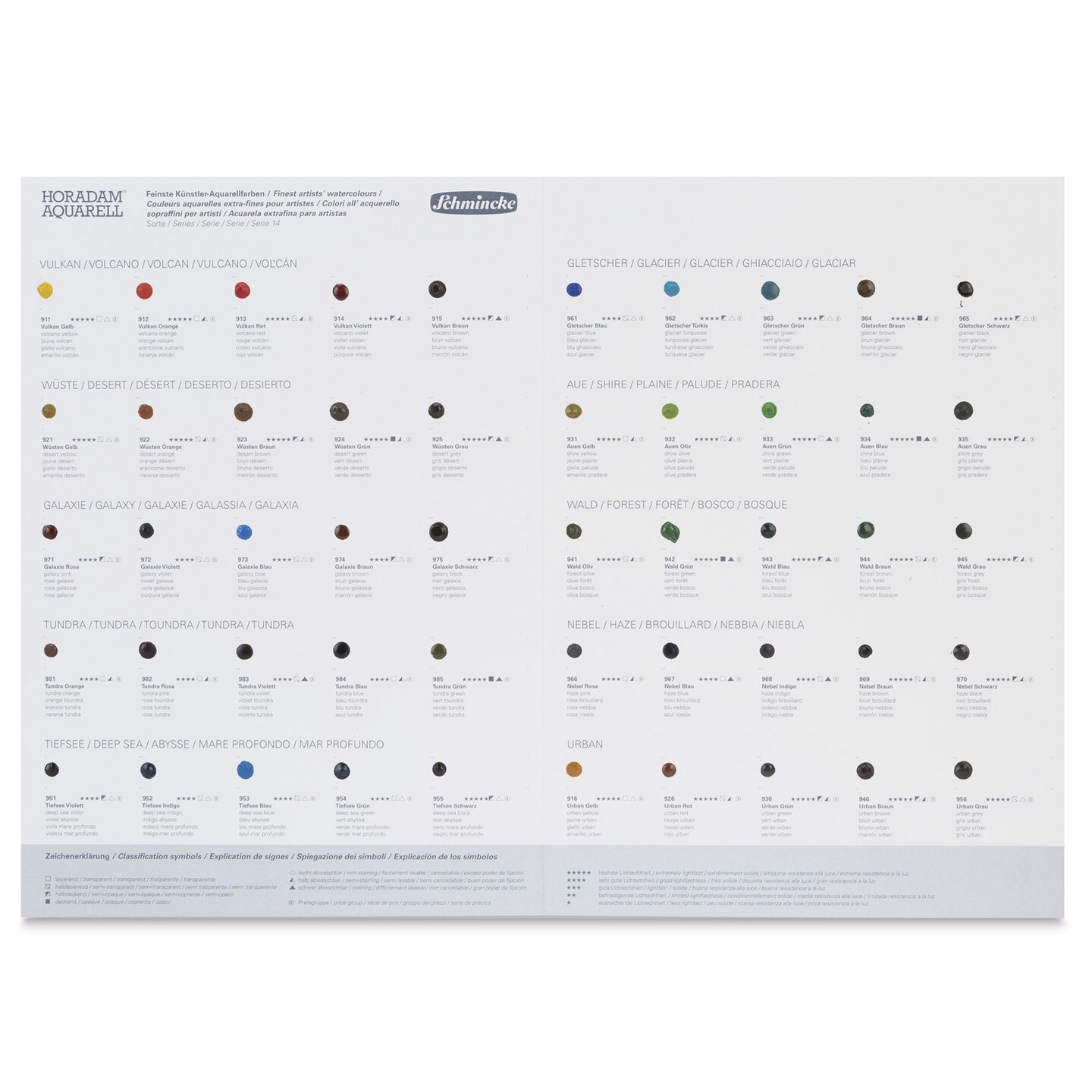 Schmincke Horadam Aquarell Artist Watercolor - 50 Color Dot Card, Supergranulation