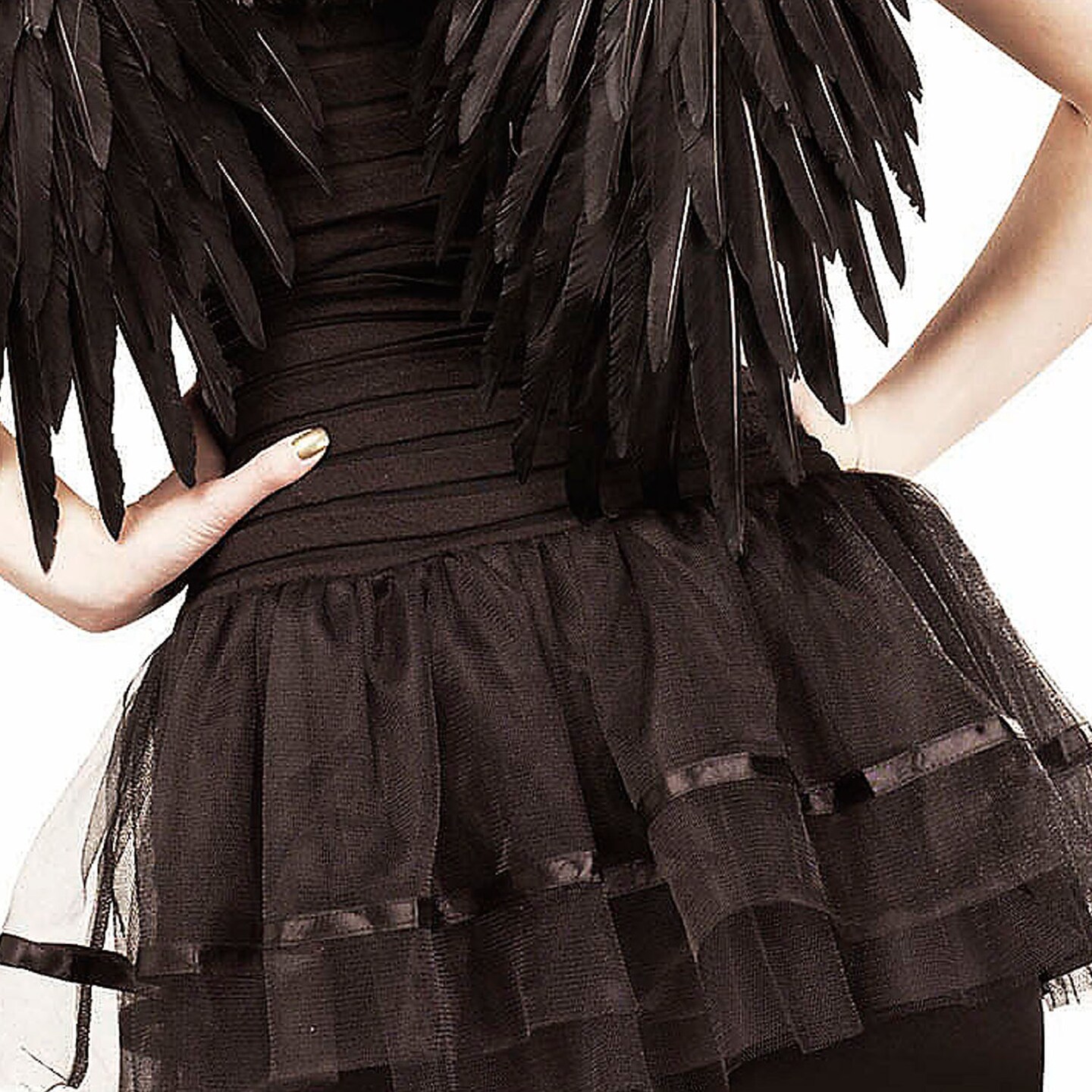 Adults Black Feather Angel Wings Costume Dark Gothic Outfit Accessory