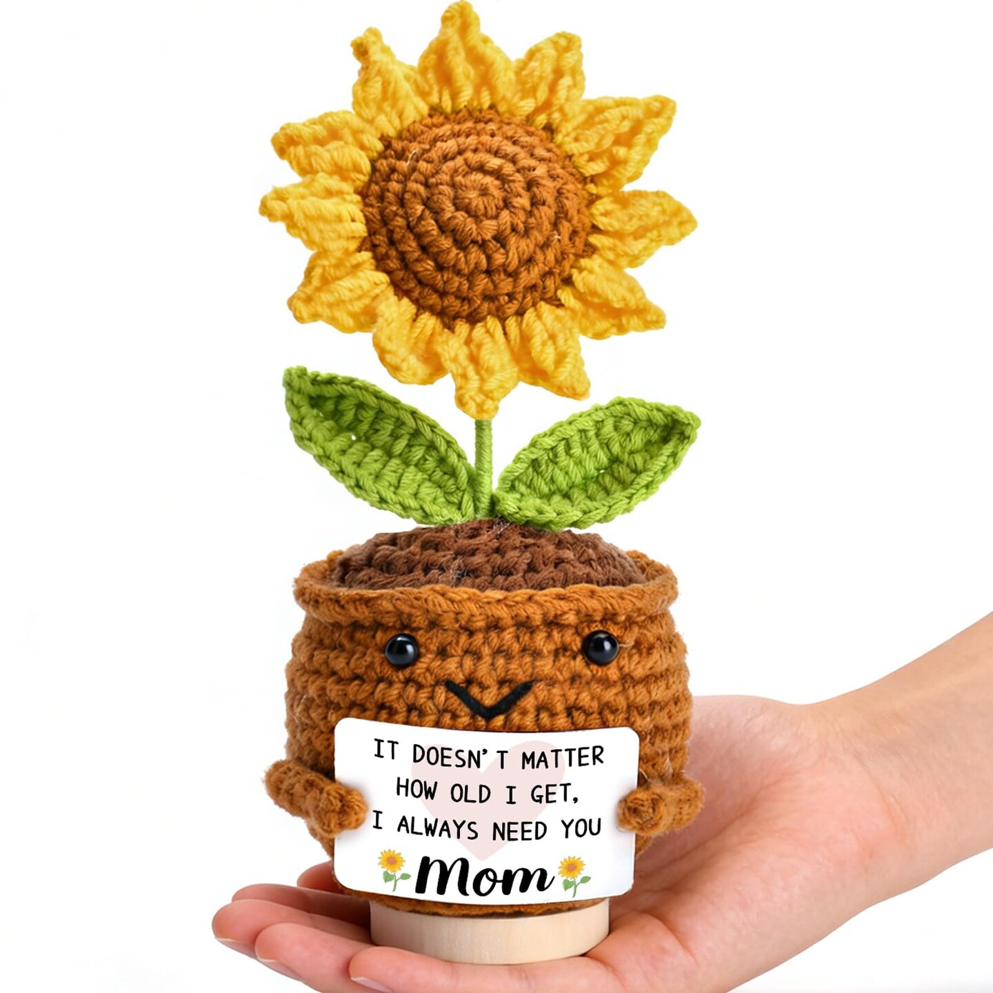 Gifts for Mom Mothers Day: from Daughter Son Kids Mini Gifts for Mom Mama Handmade Crochet Cute Small Sunflowe Doll Gift Christmas Birthday Present Idea for Mother Knitted Decor 6.69 x 2.75inch