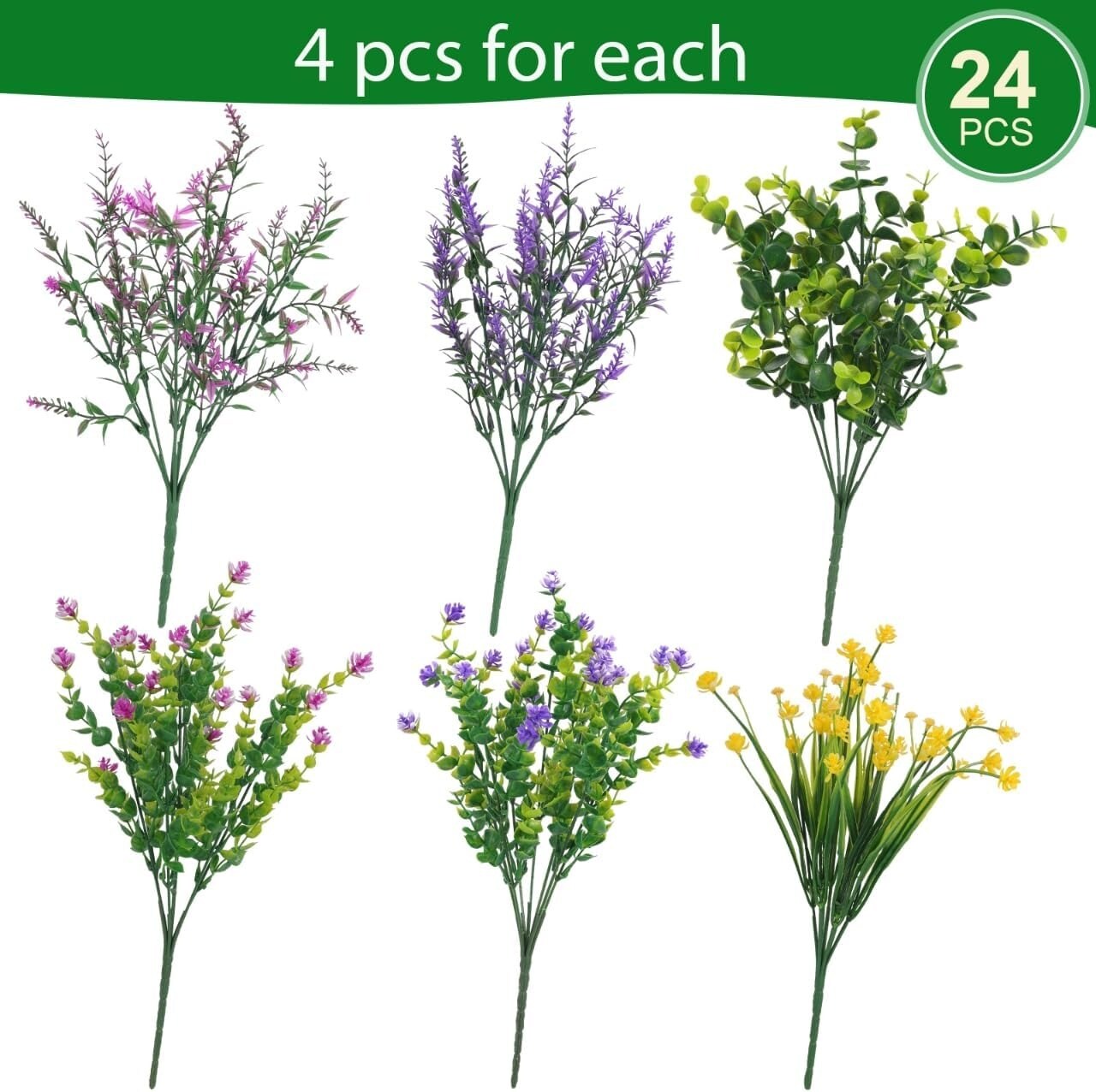 Artificial Outdoor Flowers UV Resistant Faux Plants for Planters Porch and Home Decor