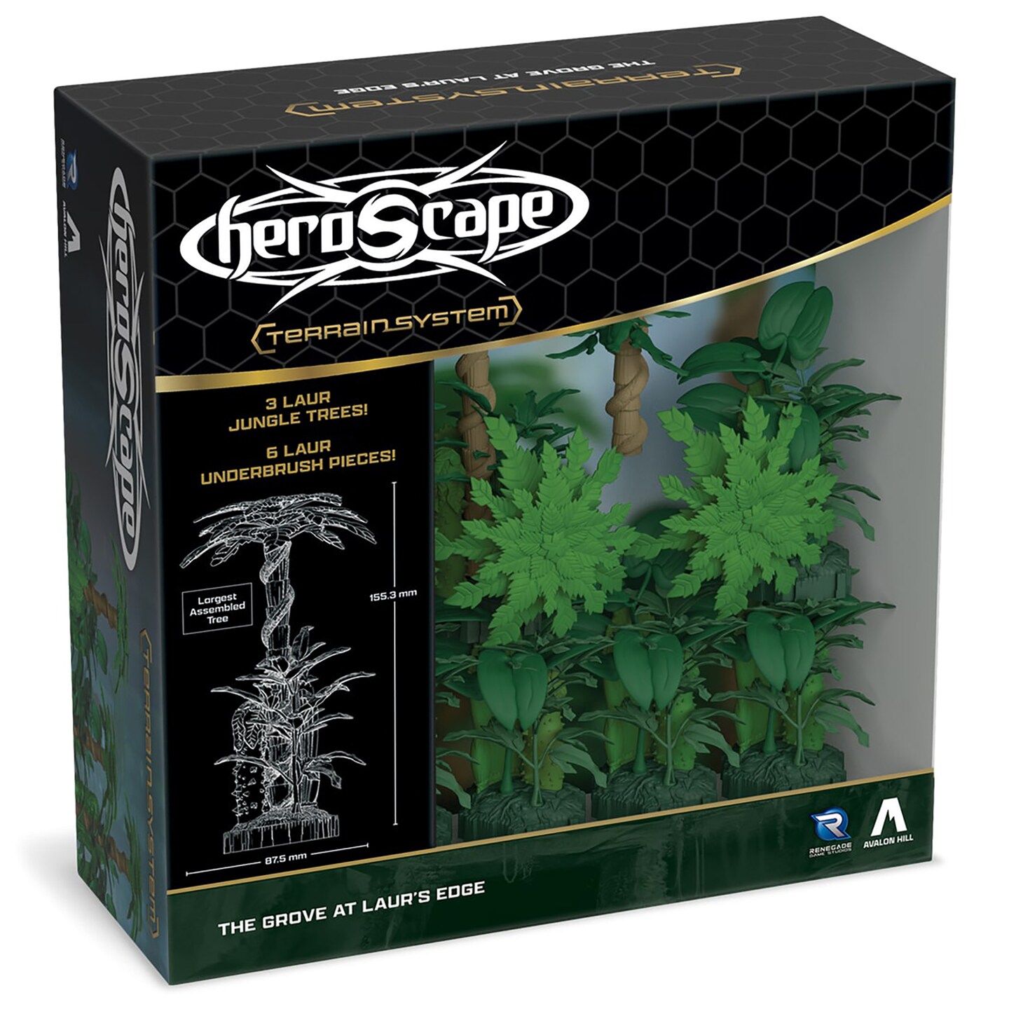 Renegade Game Studios: Heroscape - The Grove at Laur's Edge Terrain Expansion - Game Accessory Pack, Build Jungle Environments, 3 Trees & 6 Underbrush