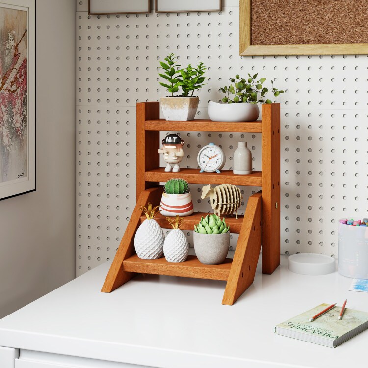 4 Tier Solid Wood Flower Stand Ladder Plant Display Indoor Outdoor Potting Bench