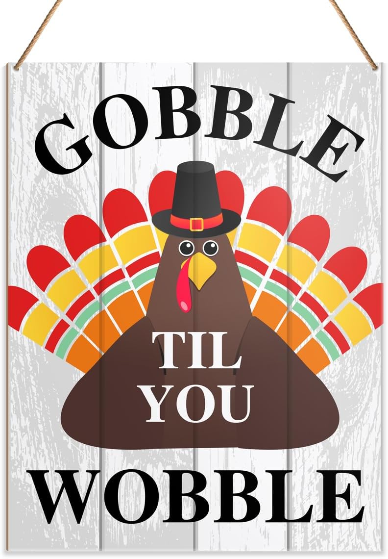 Thanksgiving Wall Art Decor Fall Gobble Til You Wobble(a3)