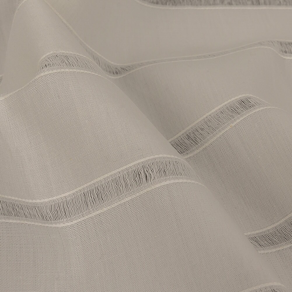 1 Yard White Cotton Poplin Fabric with Ladder Stitched Stripes Solid and Stripes
