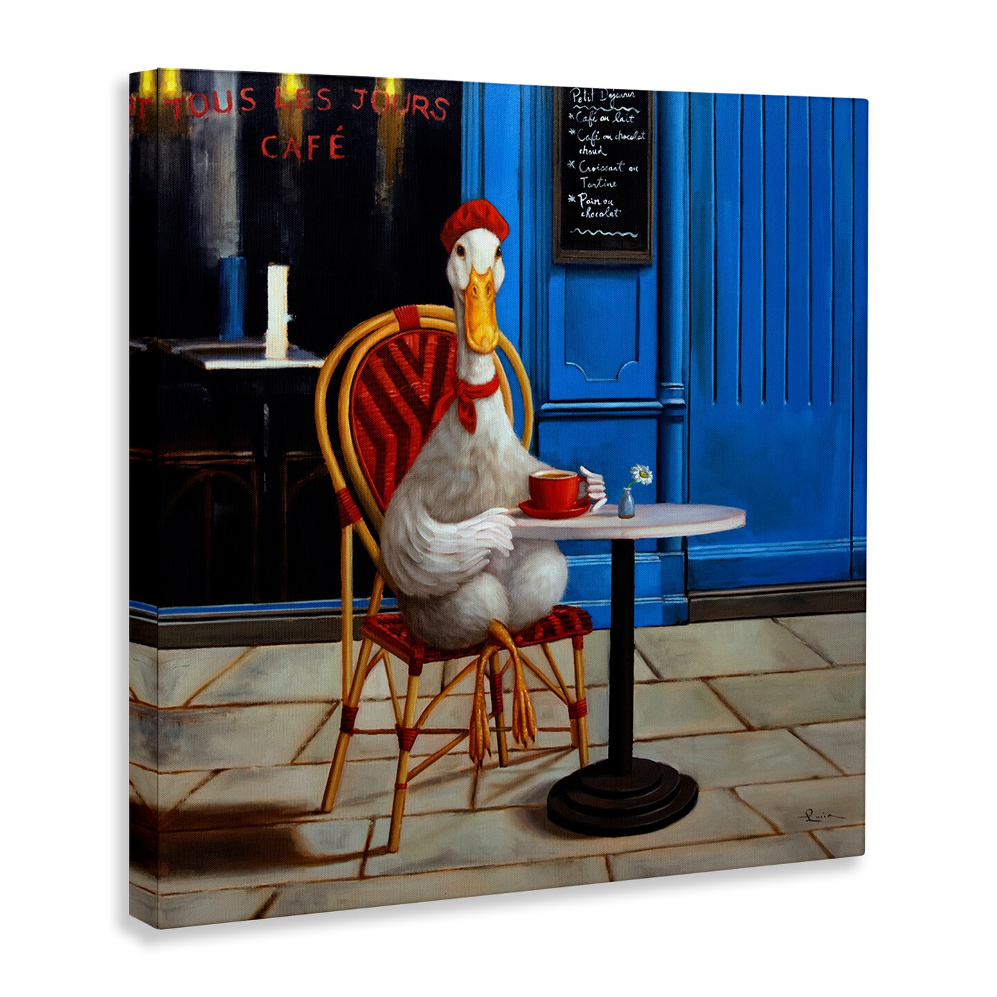 Stupell Industries Trendy Duck at Cafe Canvas Design by Lucia Heffernan