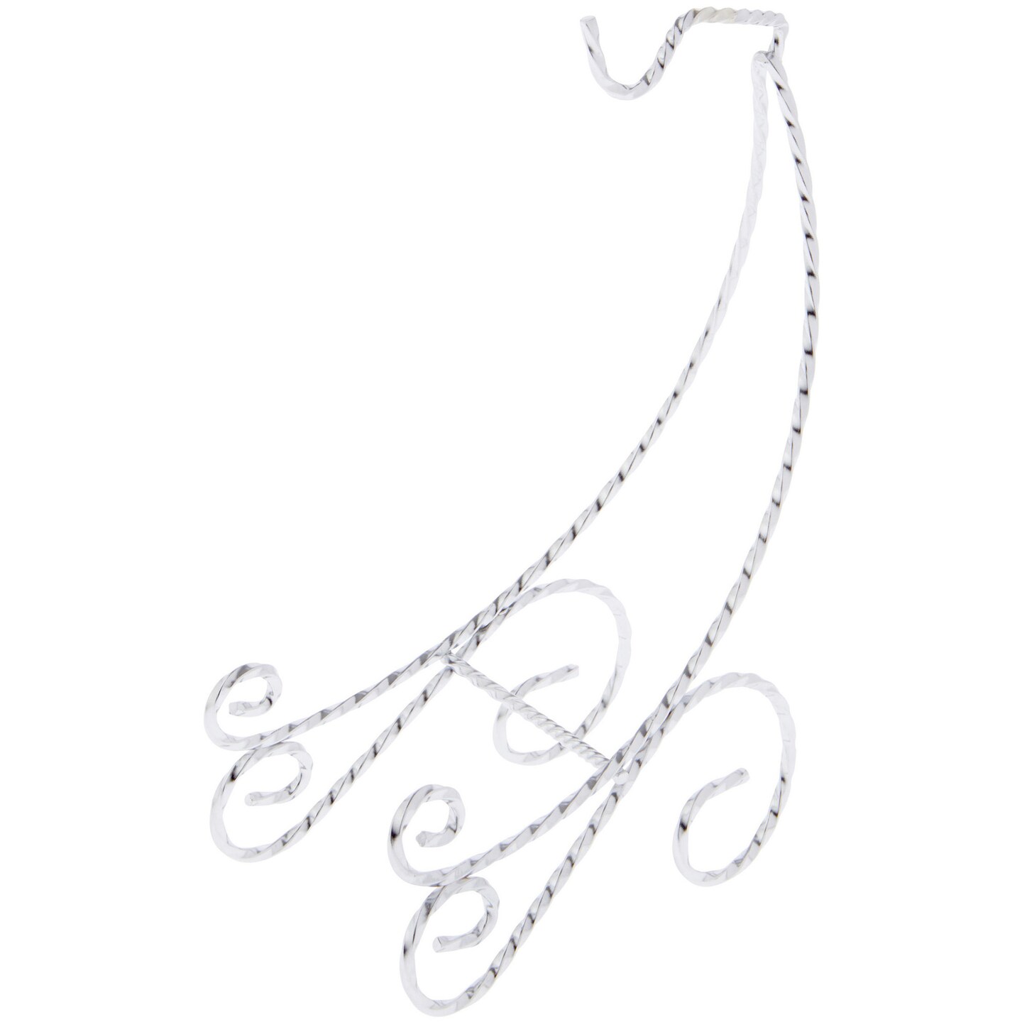 Bard's Scroll Twisted Silver Cup and Saucer Stand, 7" H x 2.5" W x 4.25" D