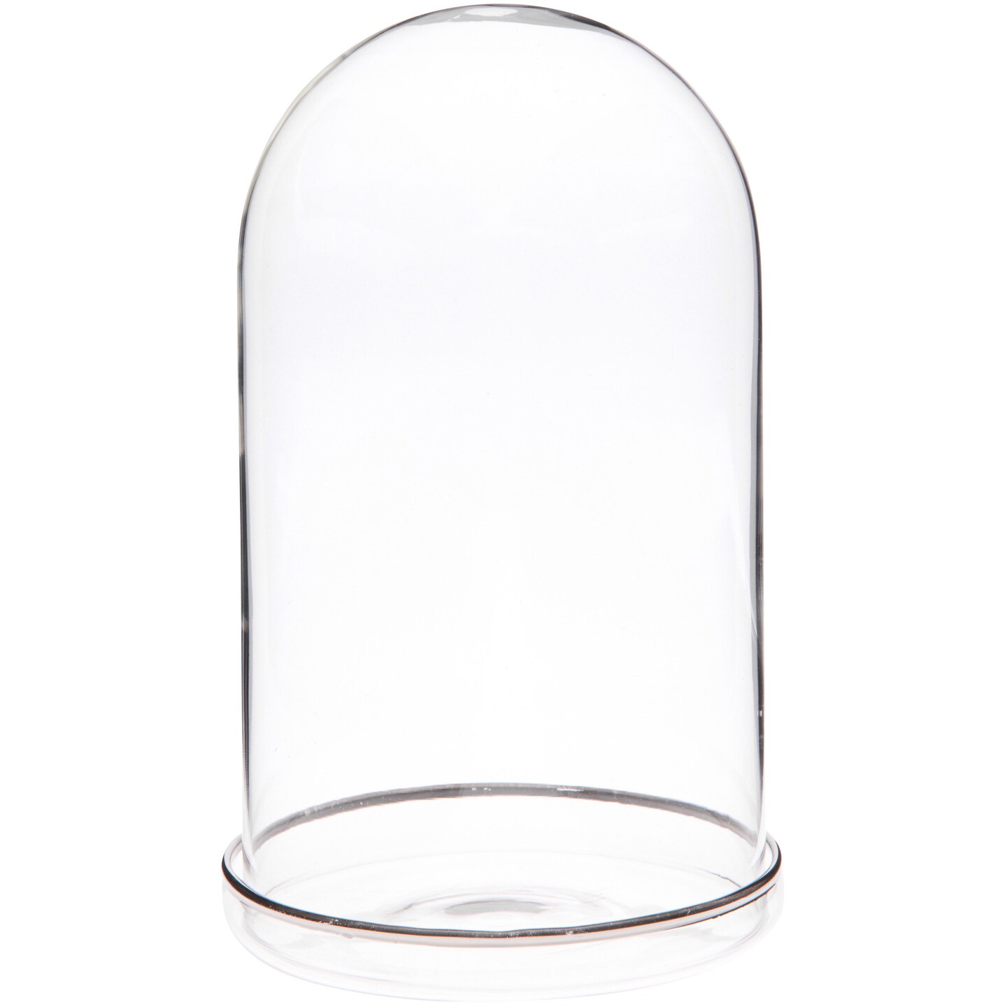 Plymor 4&#x22; x 7&#x22; Glass Display Dome Cloche (Silver Rim Glass Tray Base)