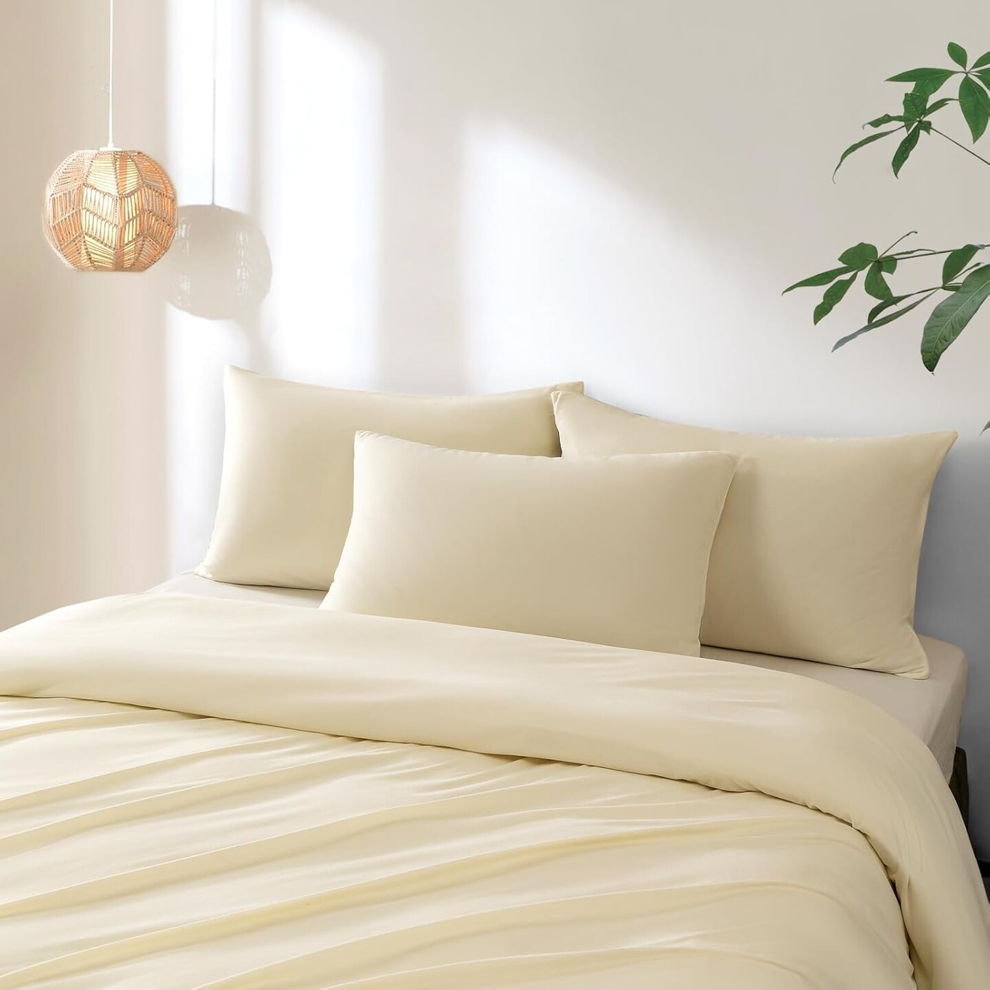 Double Brushed Pillow Cases with Zipper Standard Size, 2 Pack Super Soft Pillow Shams Covers, Luxury Cozy Zippered Pillowcases, 20 X 26 Inches, Cream
