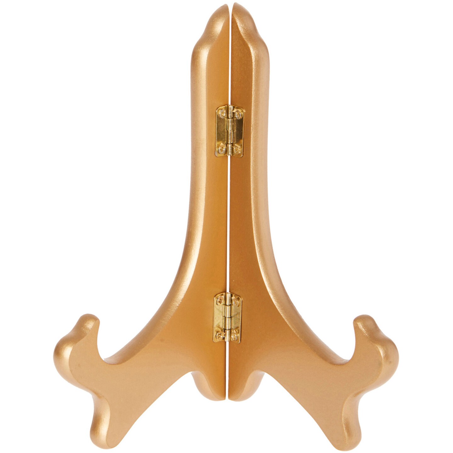 Bard&#x27;s Hinged Gold-toned MDF Wood Plate Stand, 7&#x22; H x 6&#x22; W x 4.25&#x22; D (For 7&#x22; - 9&#x22; Plates)