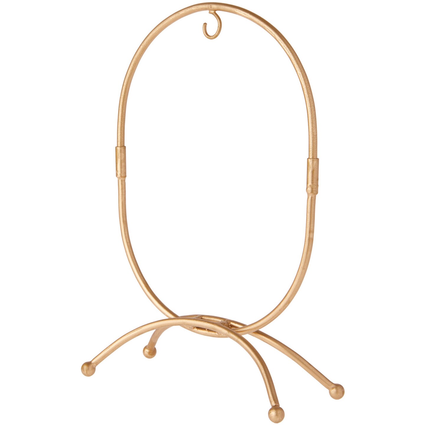 Bard&#x27;s Oval Shaped Gold-Toned Wrought Iron Ornament Stand, 11&#x22; H x 7.25&#x22; W x 7.25&#x22; D