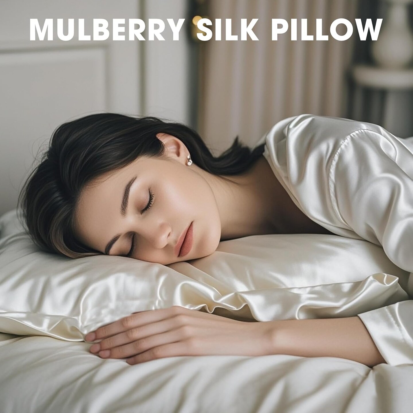 Silk Pillow Cases 2 Pack, 100% Pure Mulberry Silk Pillowcase for Hair and Skin Health, Standard Size 20&#x22; x 26&#x22; Silk Pillow Case, Soft Smooth Cooling Premium Grade Silk Pillow Covers (White)