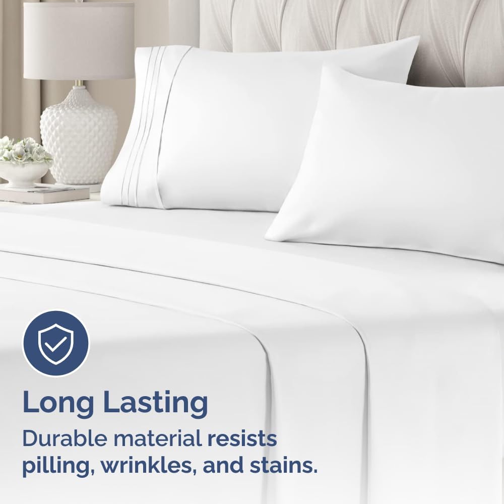 King Pillow Cases Set of 2 - Hotel Quality Queen Pillowcase Covers - Ultra-Soft, Comfortable, Cozy Bedding for Women, Men, Kids &#x26; Teens - Wrinkle Free &#x26; Machine Washable - White (No Pillows Included)