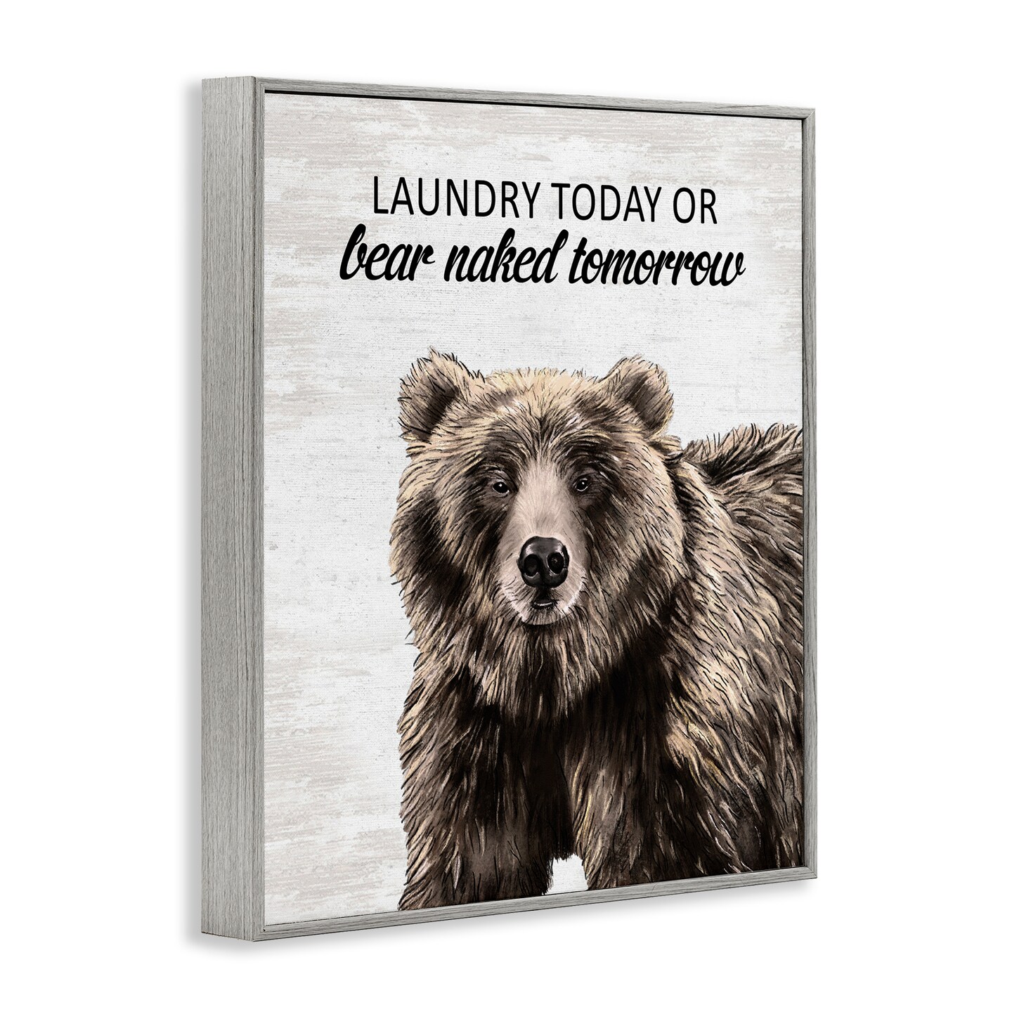 Stupell Industries Bear Naked Tomorrow Funny Laundry Framed Giclee Design by Lettered and Lined