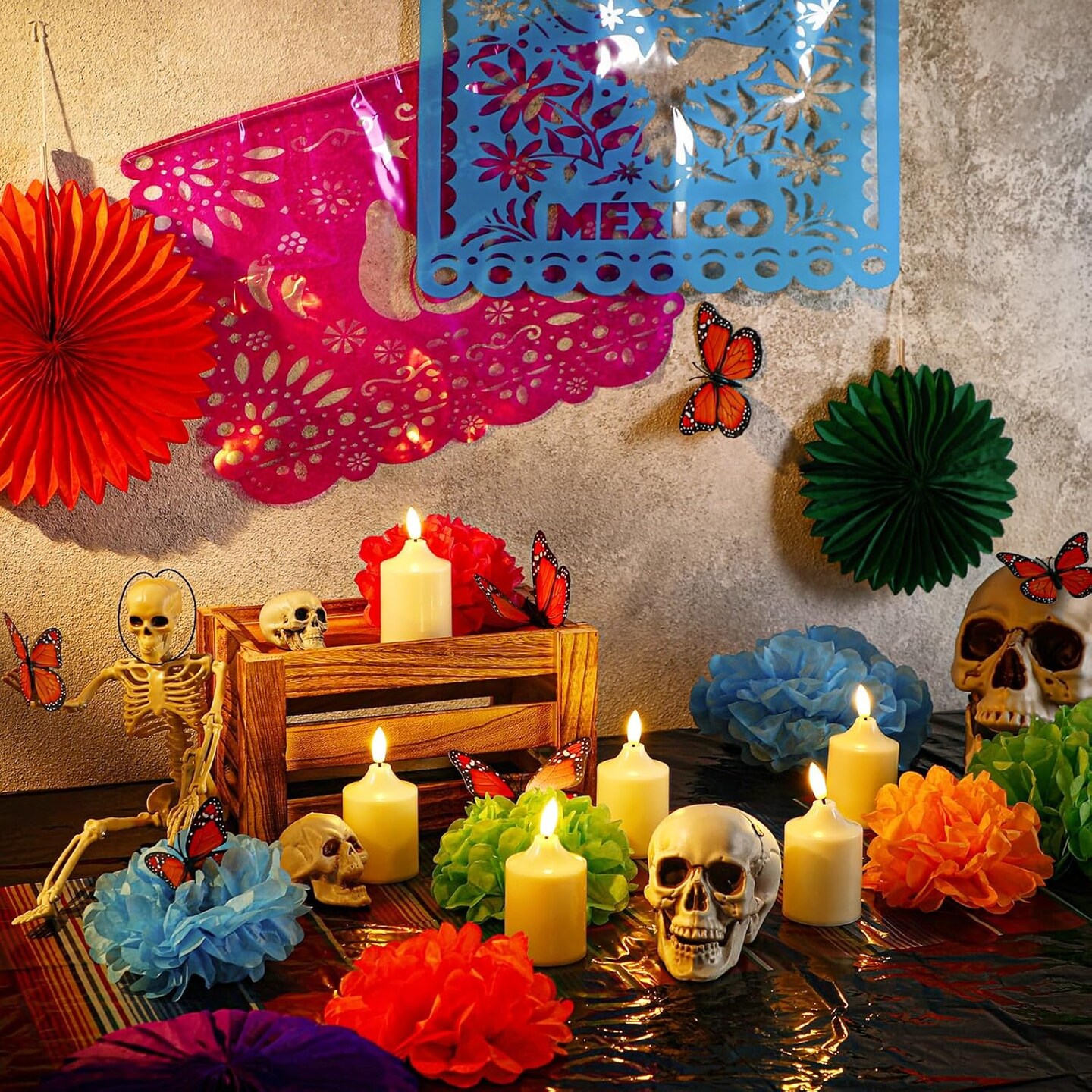 82 Pcs Day of the Dead Altar Decoration Kit (Multicolor)