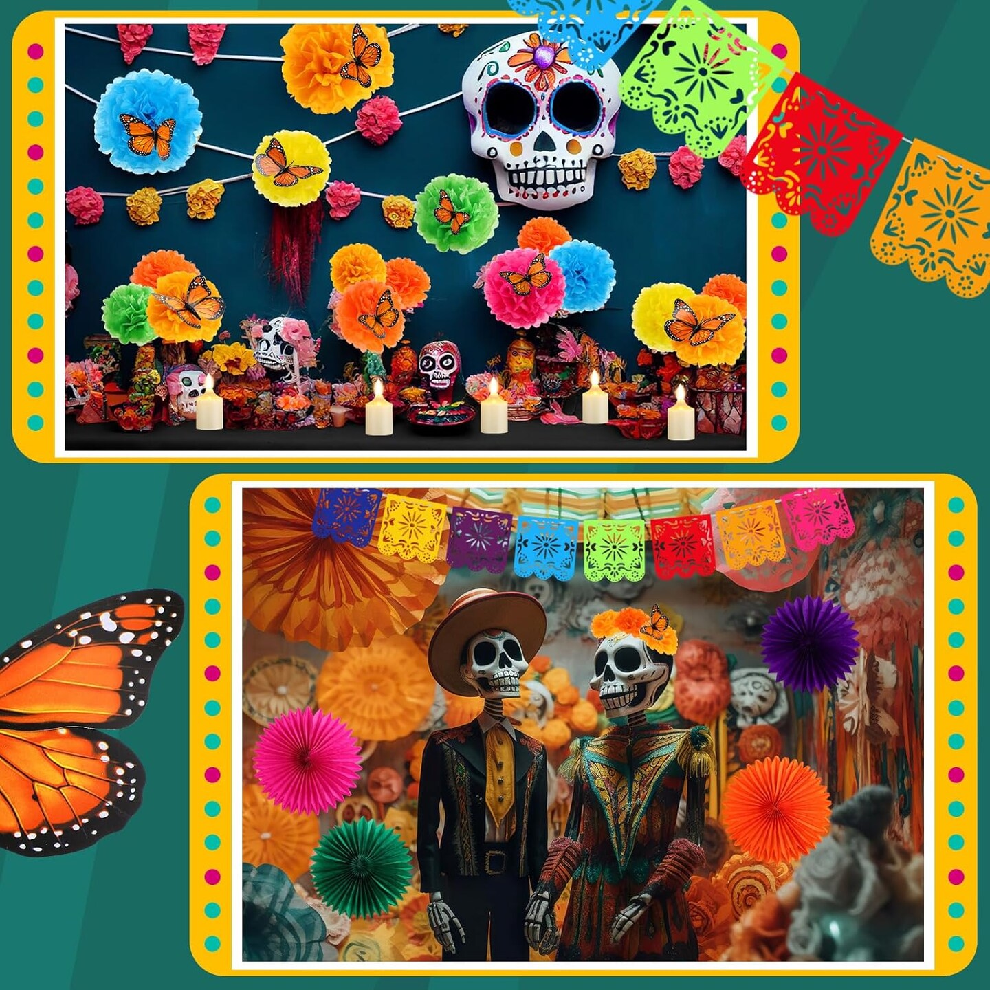 82 Pcs Day of the Dead Altar Decoration Kit (Multicolor)