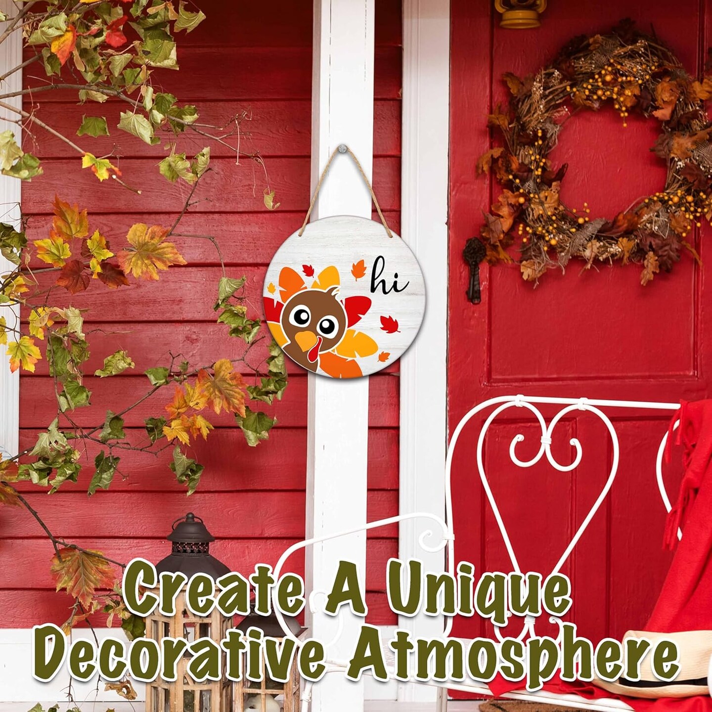 Thanksgiving Wooden Sign for Front Door Decor(Multicolor)