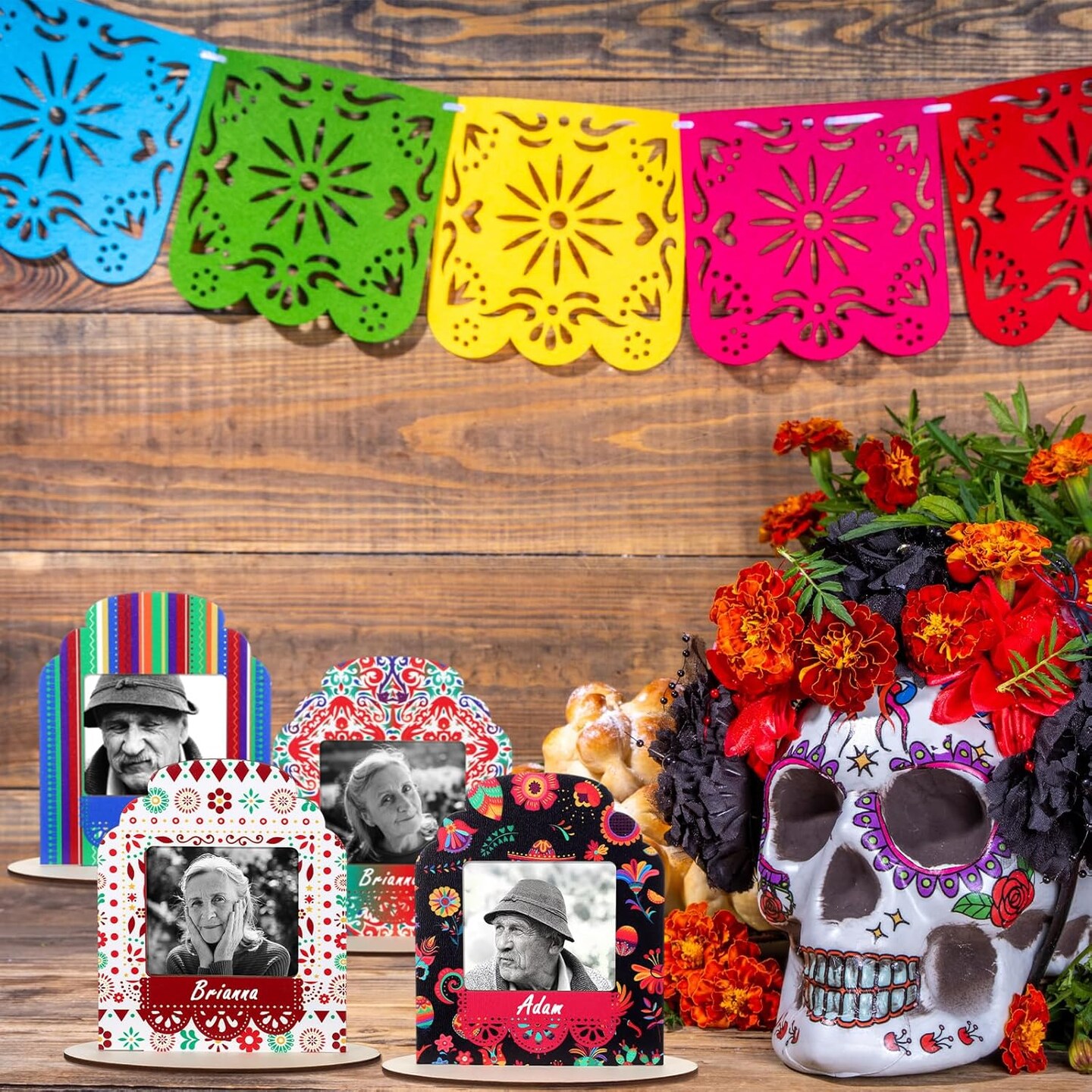 6 Set Picture Frames for Dia De Los Muertos Altar Day (Colorful)