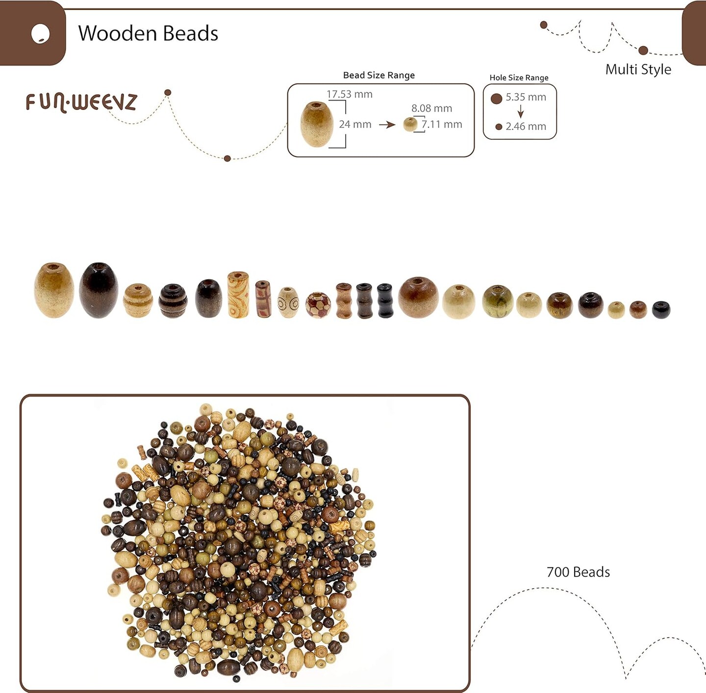 700 Wooden Beads for Jewelry Making Adults, Assorted African Beads, Wood Beads for Craft Bracelets and Necklace Jewelry