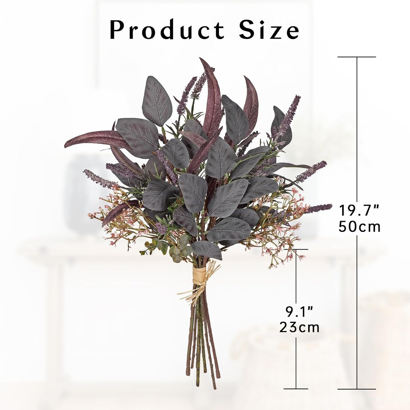 Fake Eucalyptus Bouquet Artificial Eucalyptus with Sage Leaves Faux Greenery Bush for Bathroom Kitchen Table Farmhouse Decoration
