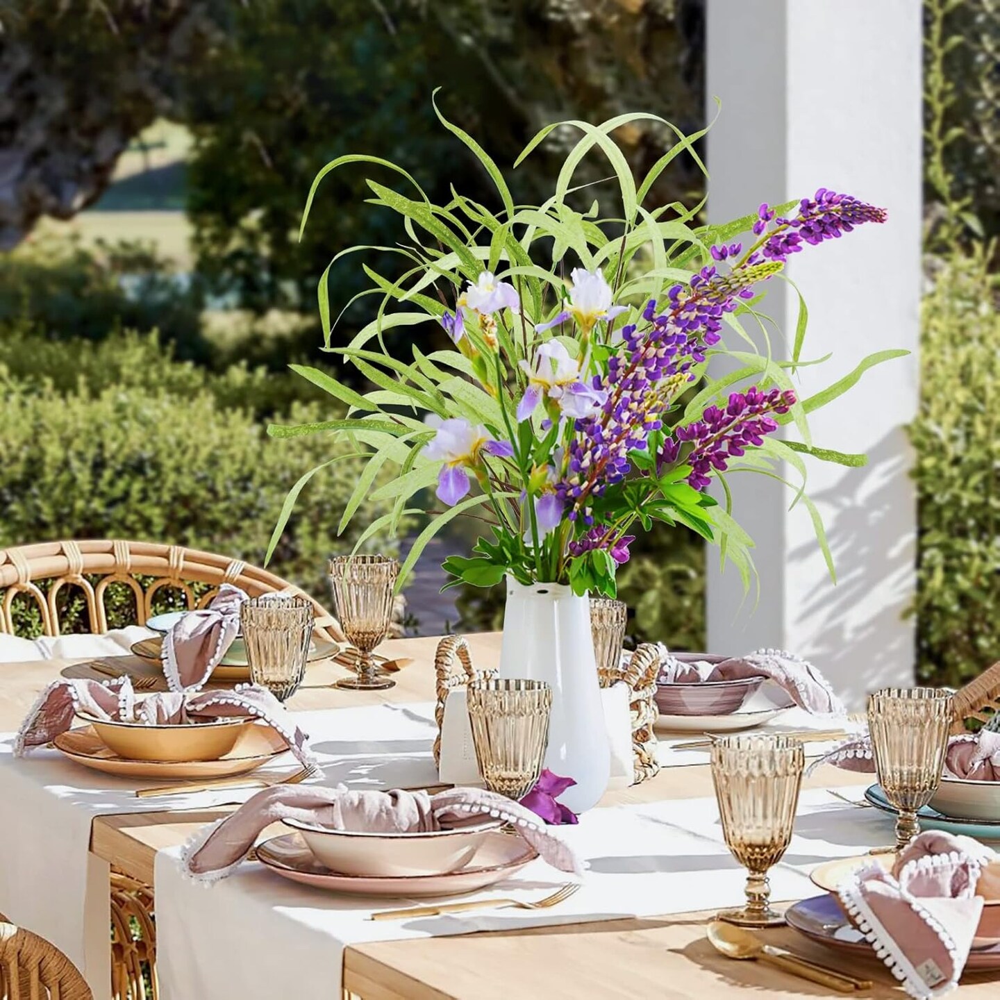 6pcs Artificial Greenery Stems 27.5&#x22; Artificial Spring Faux Greenery Stems Plants Fake Greenery Branches for Flower Arrangement Bouquets Floral Vase Wedding Decor 1&#x22;D x 1&#x22;W x 27.5&#x22;H