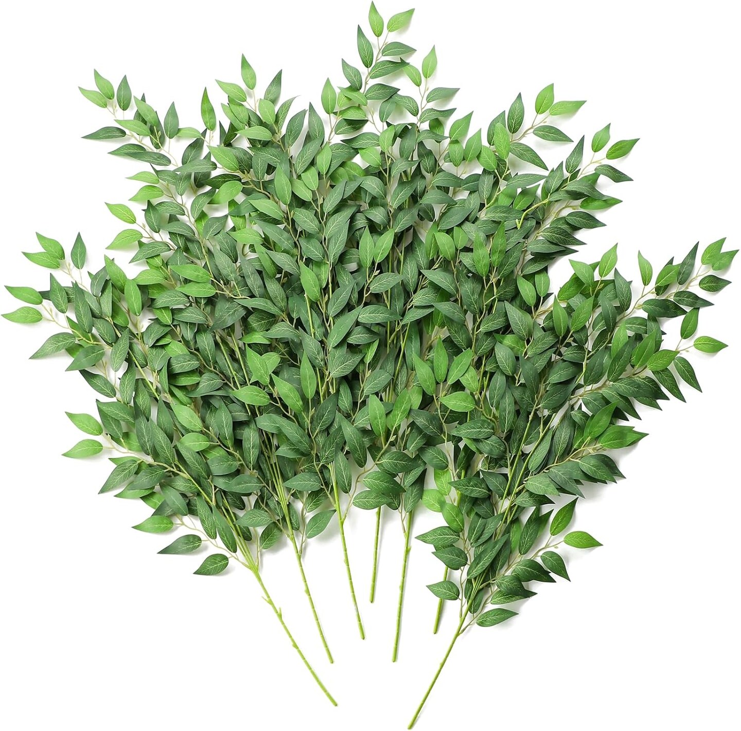 12pcs 28'' Artificial Italian Ruscus Greenery Stems, Faux Hanging Greenery Spray & Best Fake Plants Filler for Wedding Bouquet, Centerpieces, Home Decorations 2"D x 6"W x 15"H