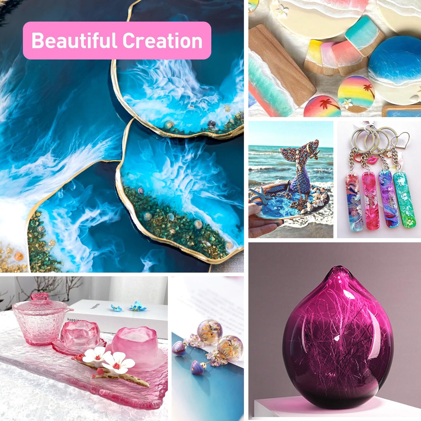 Epoxy Resin, Crystal Clear Art Casting Resin and Hardener Hard No Yellowing Resina Epoxica Transparente Perfect for Jewelry Making, DIY, Molds, Crafts 16oz(1:1)