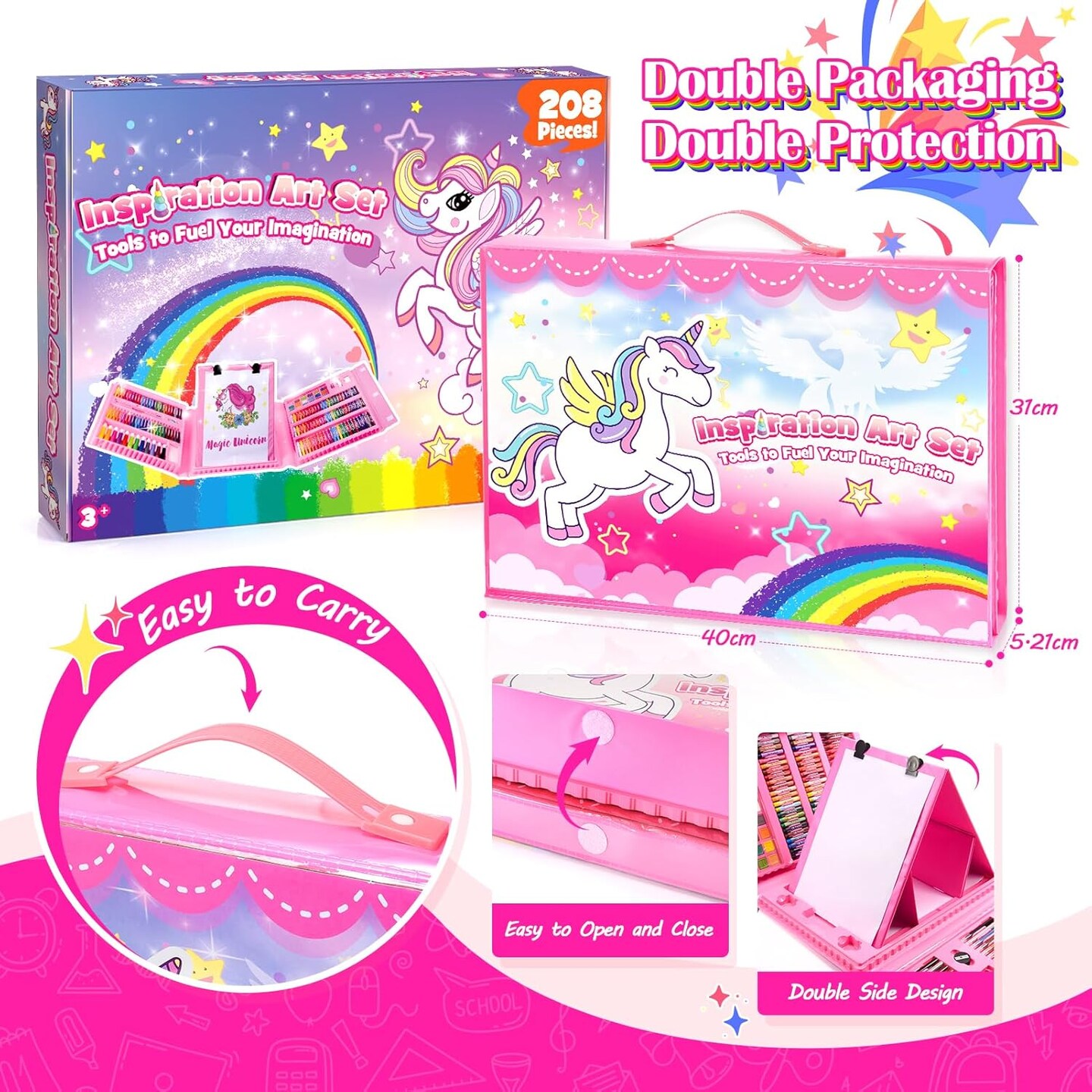 Art Supplies Unicorn Gifts for Girls, Colouring Pencils Art Set Drawing Kit