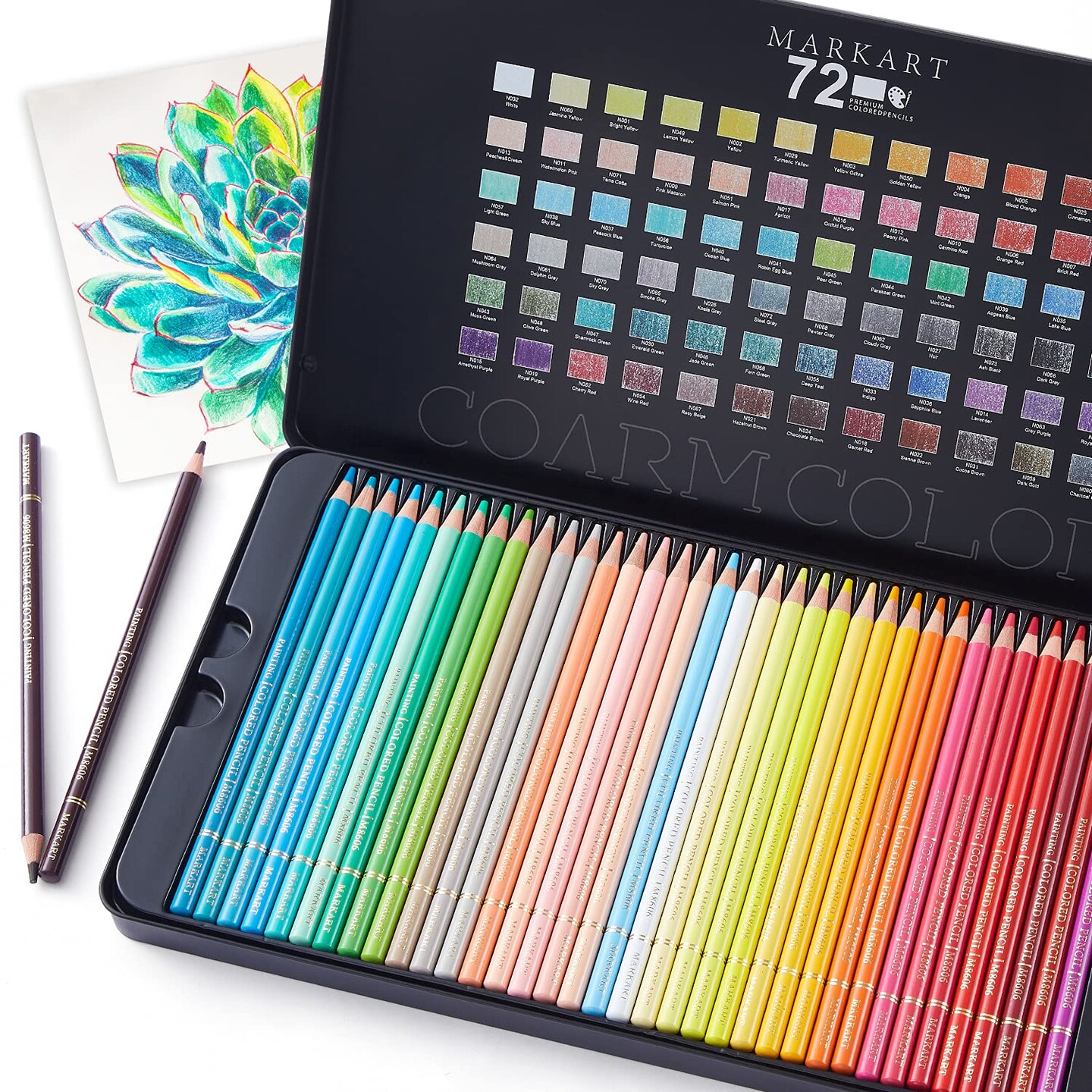 72 Count Colored Pencils for Adult Coloring Books, Soft Core, Ideal for Drawing Blending Shading, Color Pencils Set Gift for Adults Kids Beginners in Tin Box