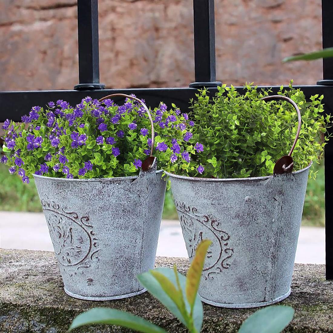 8 Bundles Artificial Eucalyptus Artificial Grasses Fake Greenery Boxwood Stems Fake Plants and Greenery Springs for Farmhouse,Home,Garden,Office,Patio,Wedding and Indoor Outdoor(Eucalyptus) 12"D x 3.5"W x 3.5"H