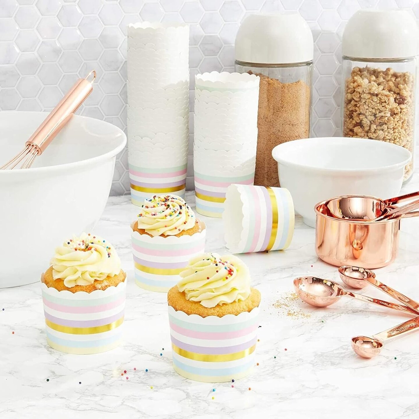 50-Pack Pastel Cupcake Liners (2.2 In) - Large Paper Baking Cups for Birthdays, Bake Sales, Bridal Showers, Home Baking - Cupcake Wrappers