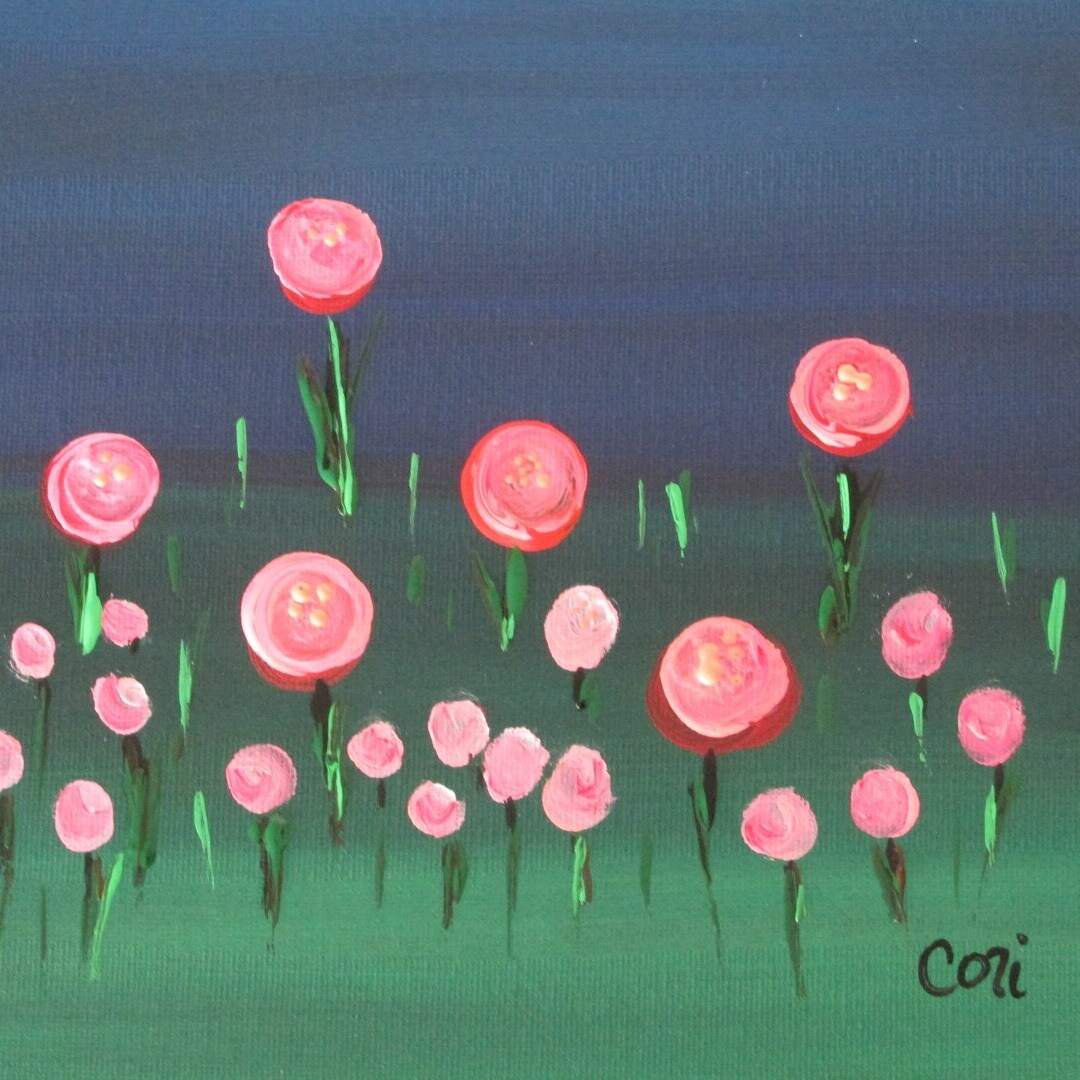 How-To name is Paint flowers in grass with acrylic paint.