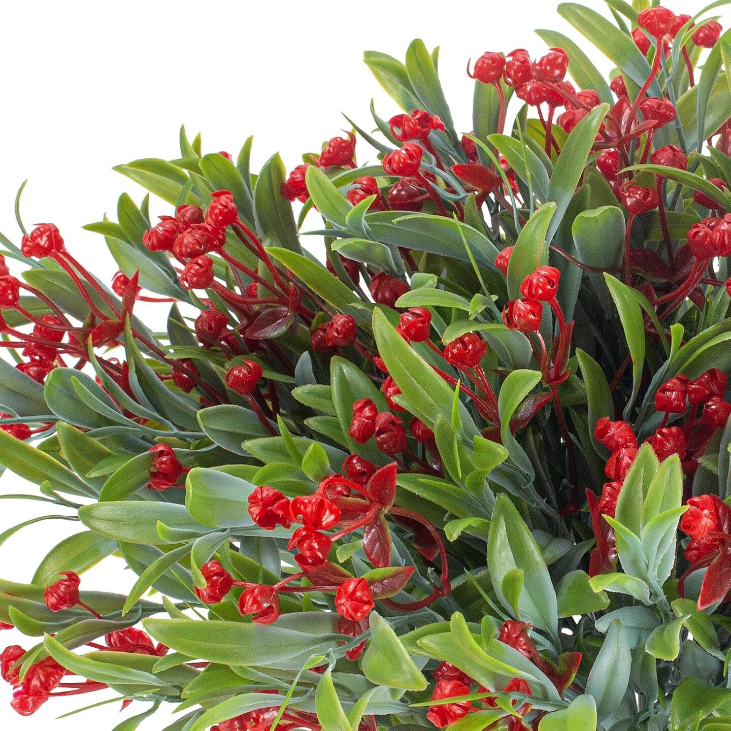 10 Bundles Artificial Flowers Outdoor UV Resistant Fake Flowers No Fade Indoor Faux Hanging Plants Window Box Garden Front Porch Decorating (Deep Red)