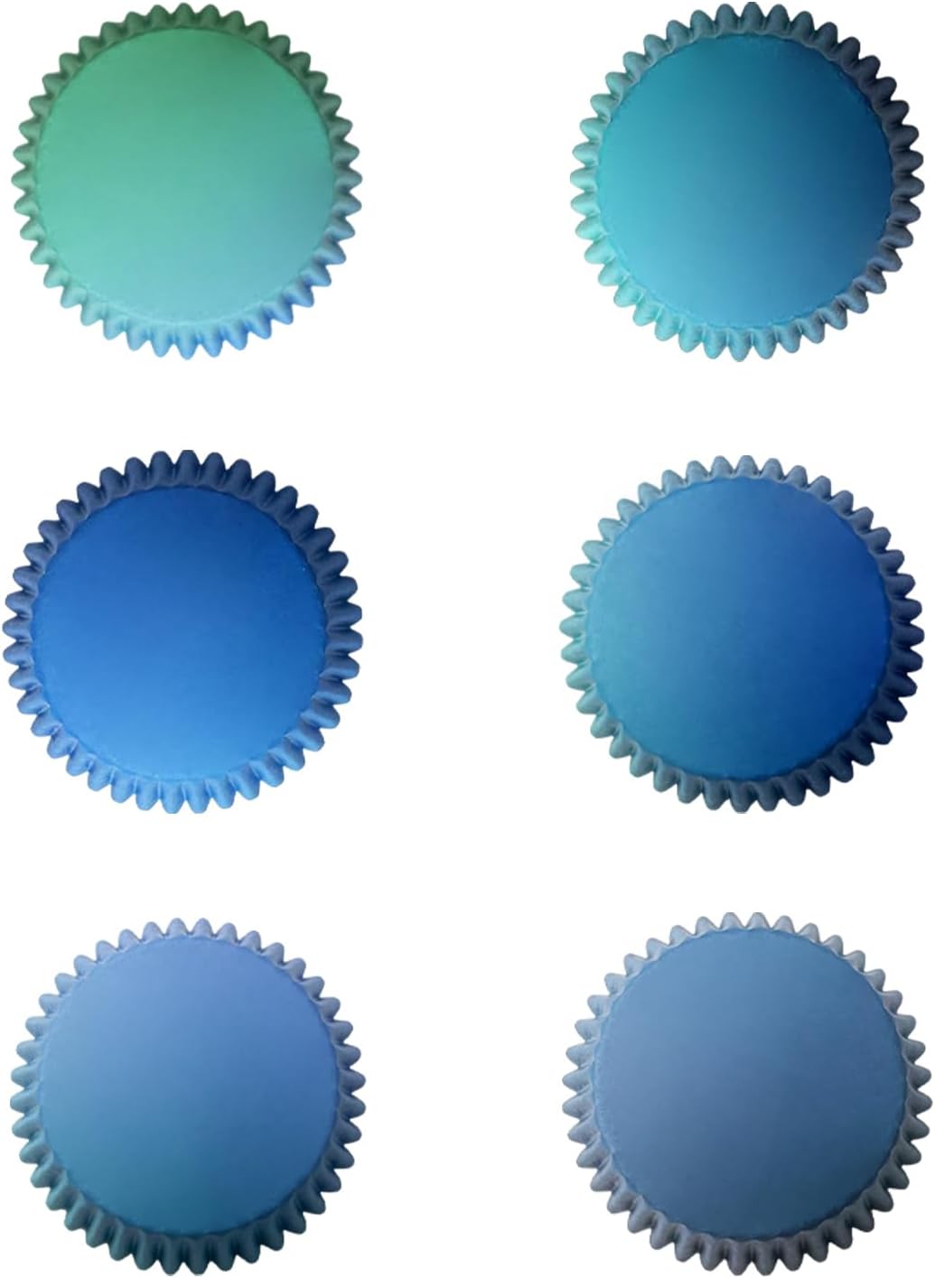 300PCS Mini Gradient Cupcake Liners Cupcake Cups 6 Designs Blue Gradient Cupcake Papers Baking Cups Cupcake Wrappers (Small Size)